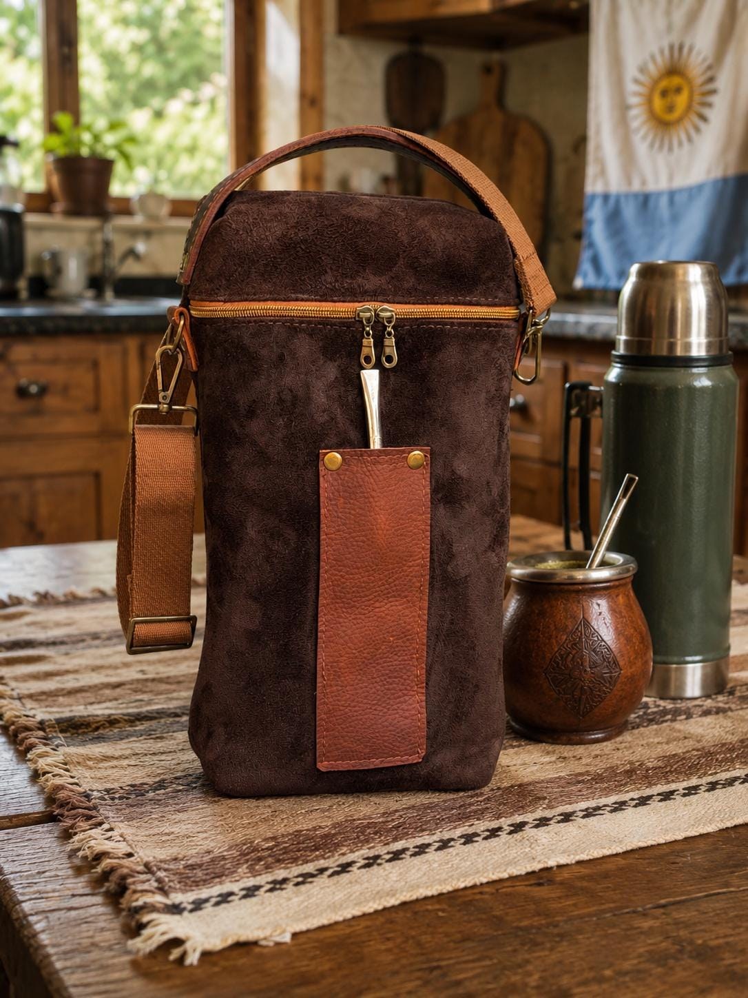 Classic Suede Mate Bag with Matching Yerbera | El Indio Matero-Matera de gamuza con yerbera, view 7