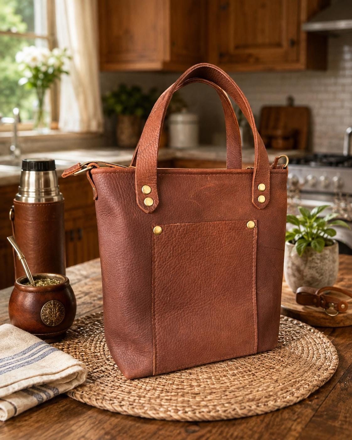 Premium Yerba Mate Bag-Bolso Matero hecho a mano– Cuero Argentino, view 2