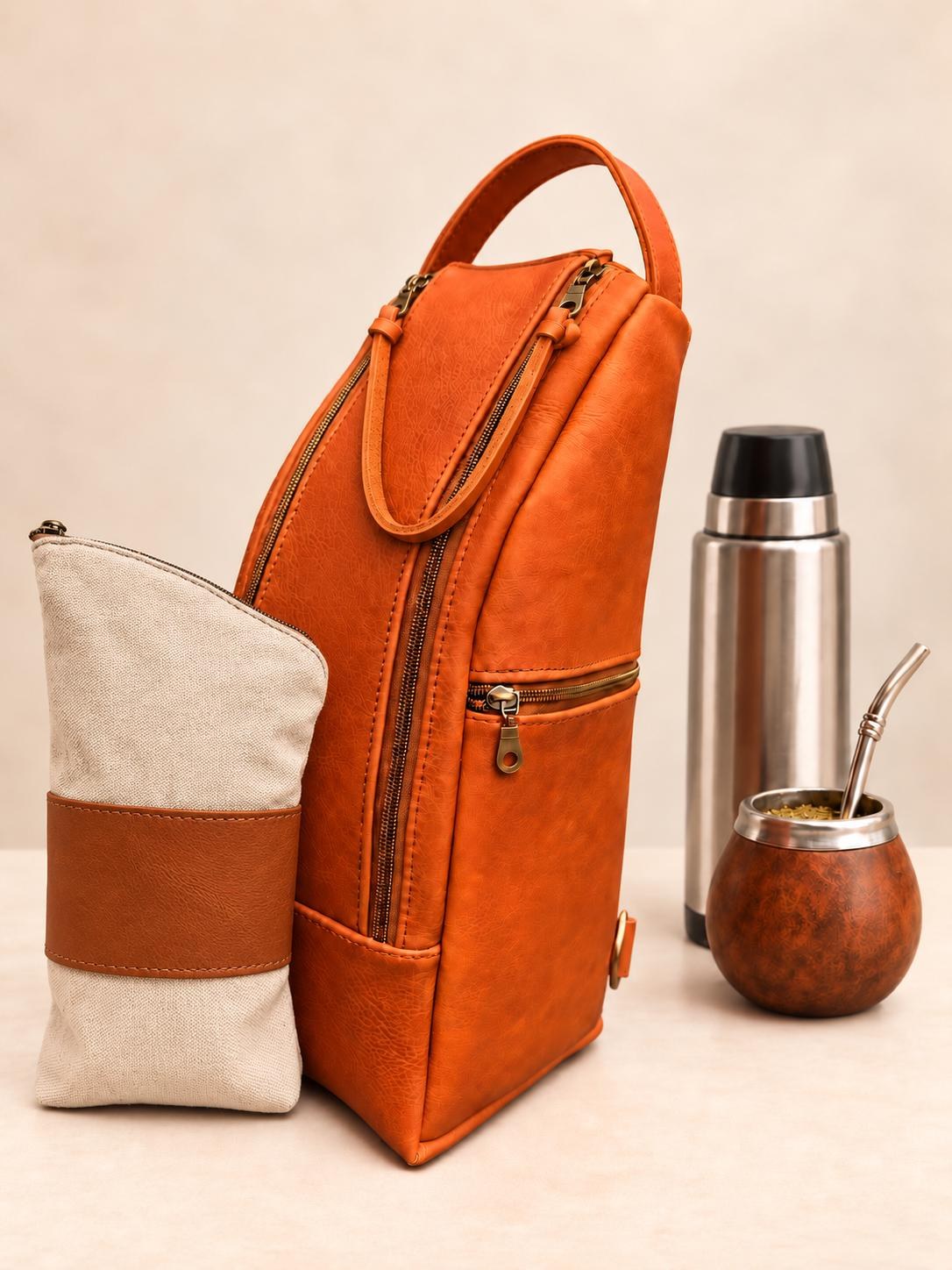 Premium Yerba Mate Bag kit-Mochila Matera kit hecho a mano– Cuero Argentino