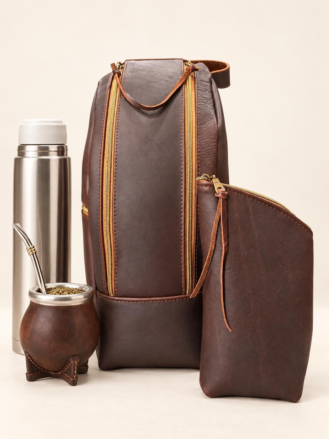 Premium Yerba Mate Bag kit-Mochila Matera kit hecho a mano– Cuero Argentino, view 3