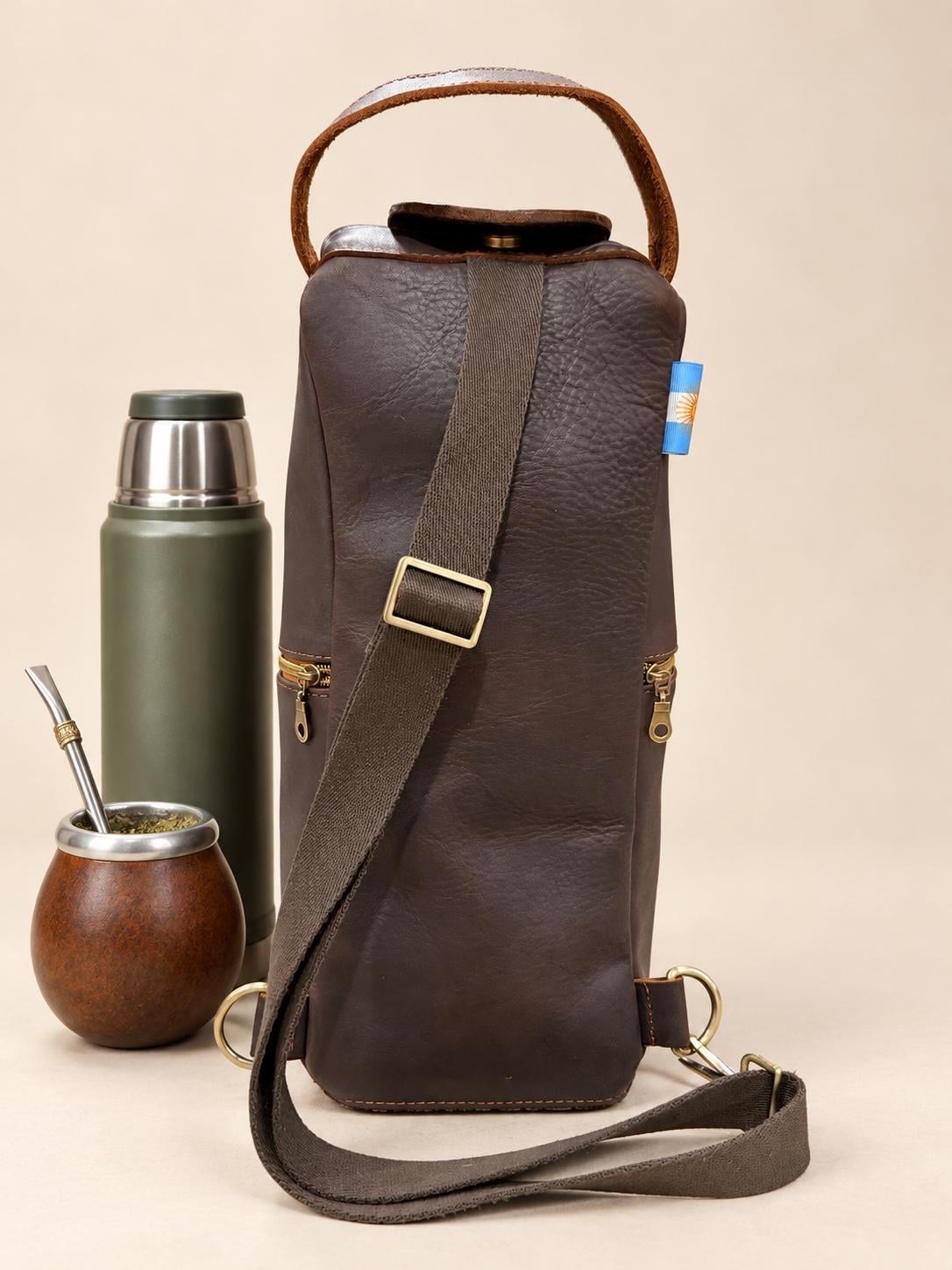 Premium Yerba Mate Bag kit-Mochila Matera kit hecho a mano– Cuero Argentino, view 10