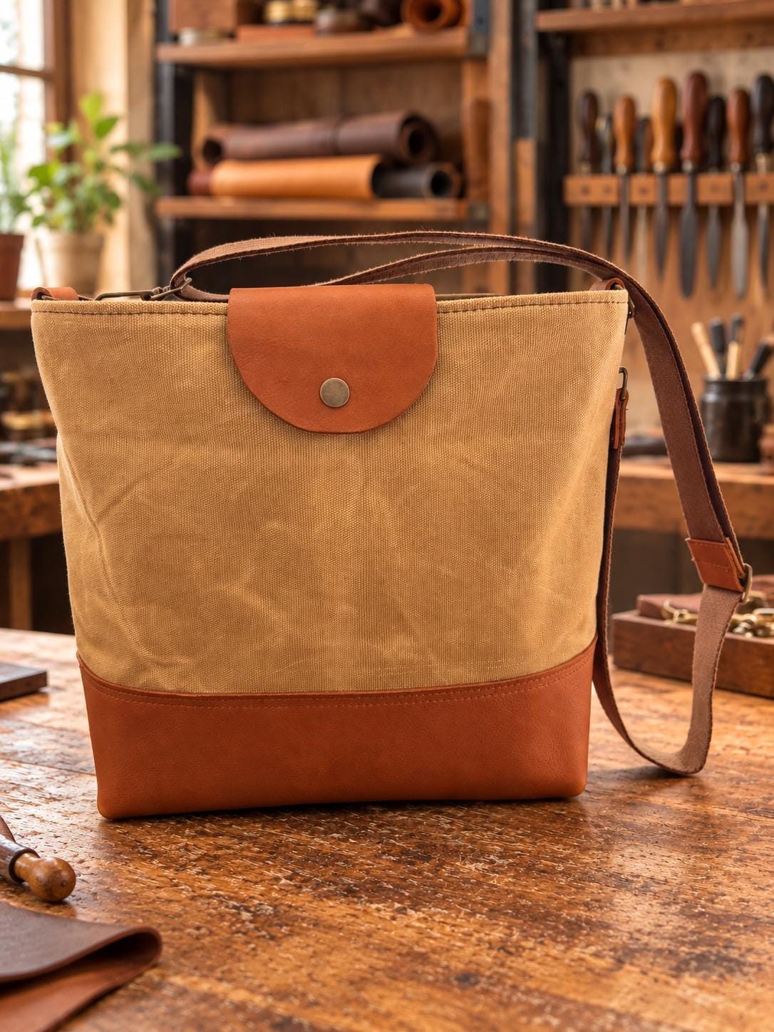 Waxed Canvas & Leather Yerba Mate Bag