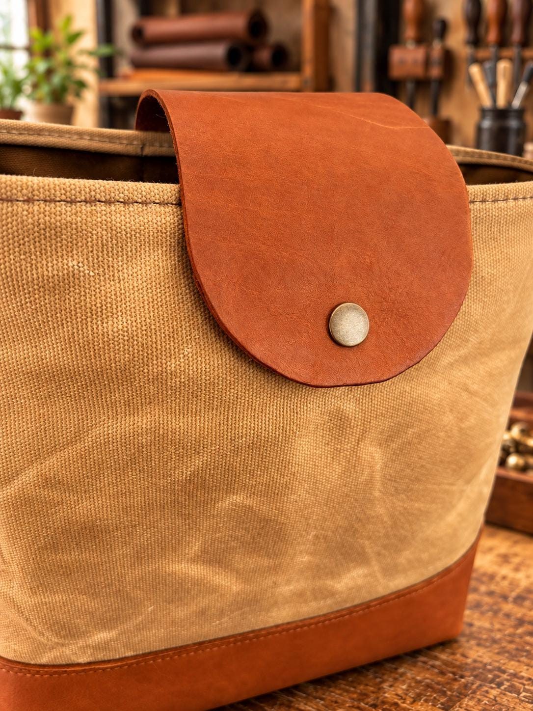 Waxed Canvas & Leather Yerba Mate Bag, view 5