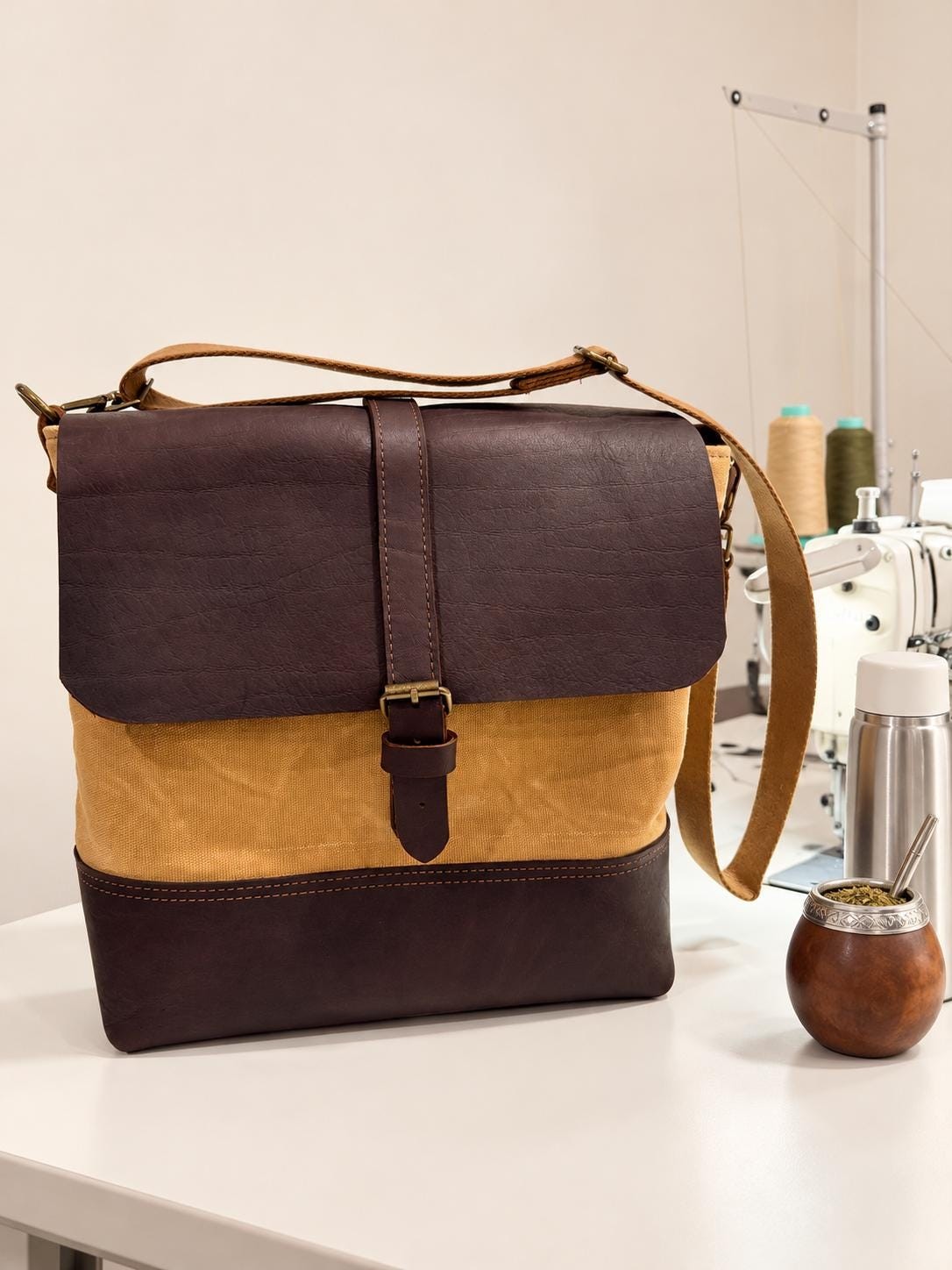 Waxed Canvas & Leather Mate Bag