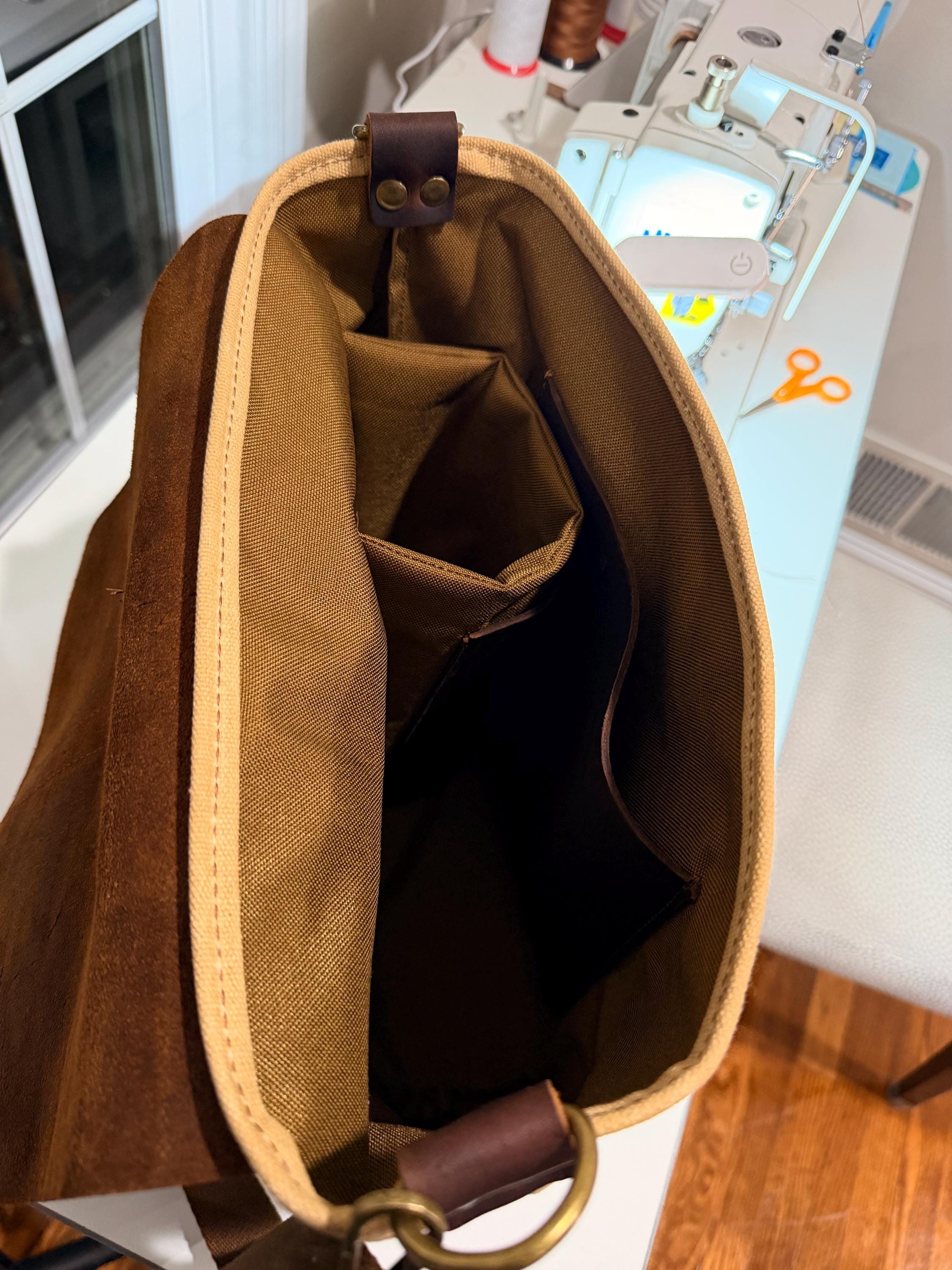 Waxed Canvas & Leather Mate Bag, view 7