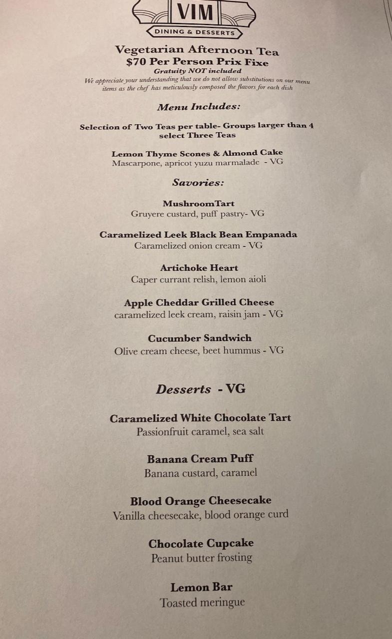 January tea menu from Vim