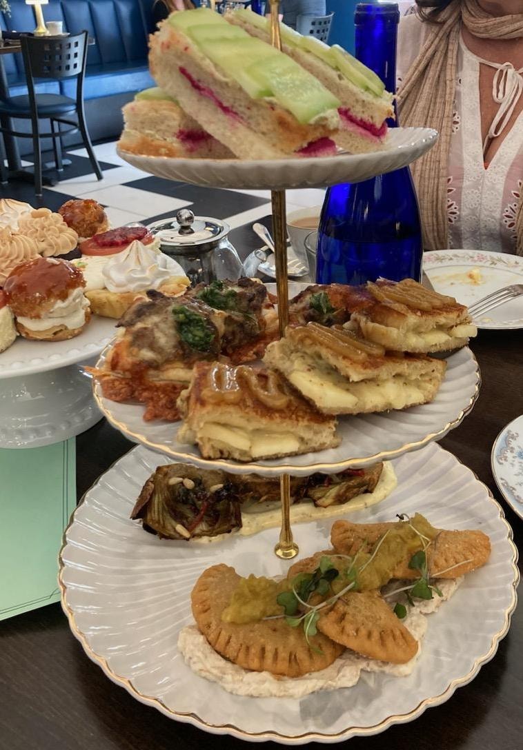 Three-tiered server with savories