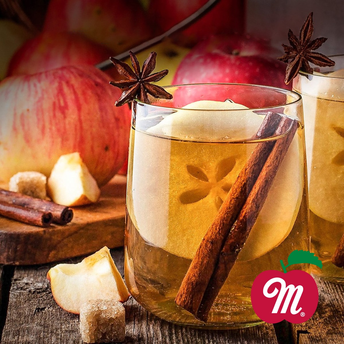 Spiced mulled cider with apples and cinnamon