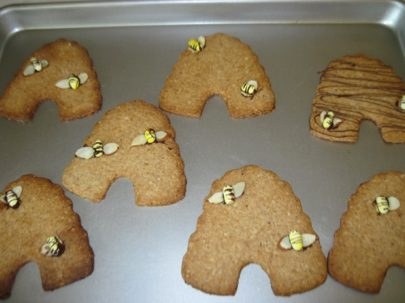 Popcorn-decorated cookies shaped like the letter A.