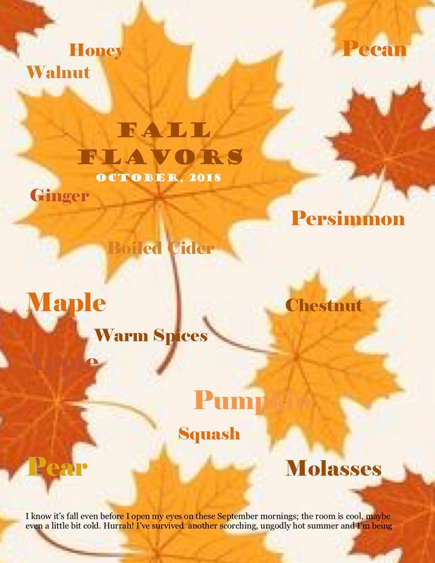 Autumn leaves with fall flavors like pumpkin, maple, and molasses.
