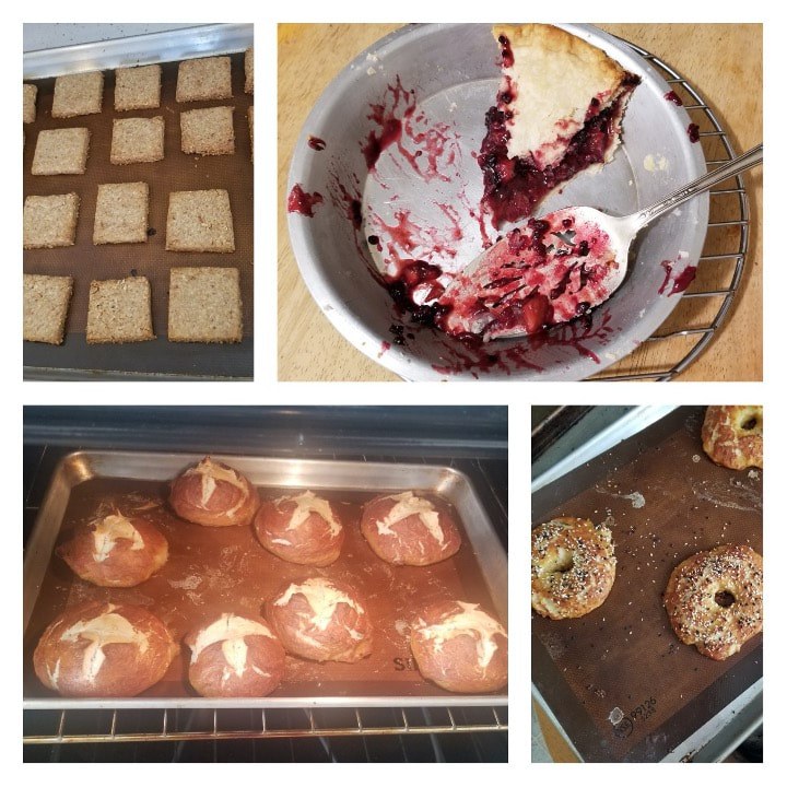 Step-by-step baking process of berry-filled pastries from dough preparation to finished treats.