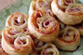 Delicious ham and cheese pinwheel pastries.
