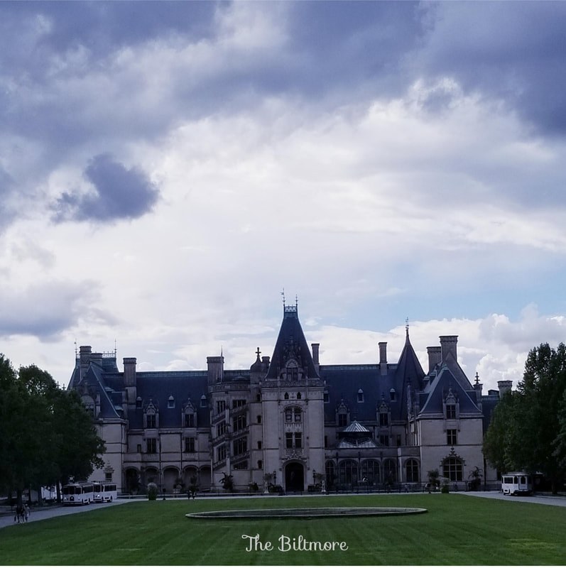 A grand historic mansion under a cloudy sky.
