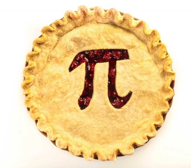 A pie with the pi symbol cut out on top.