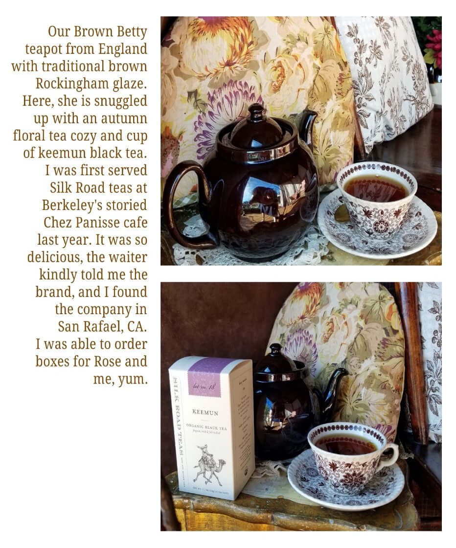A cozy tea moment with a cup of tea and a box of tea leaves on a wooden table.