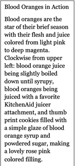 A detailed list of juice colors and a thumb print on graph paper.