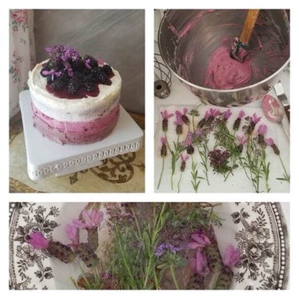 Handcrafted pink soap with dried flowers and rose petals.