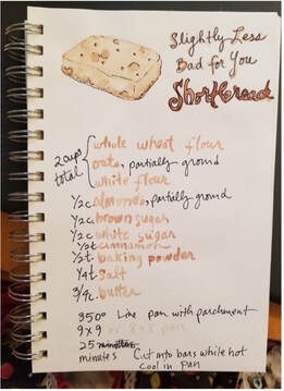 Handwritten sourdough bread recipe on a notebook page.