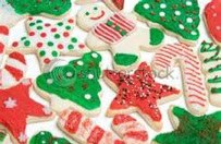 Festive Christmas cookies decorated with colorful icing and sprinkles.