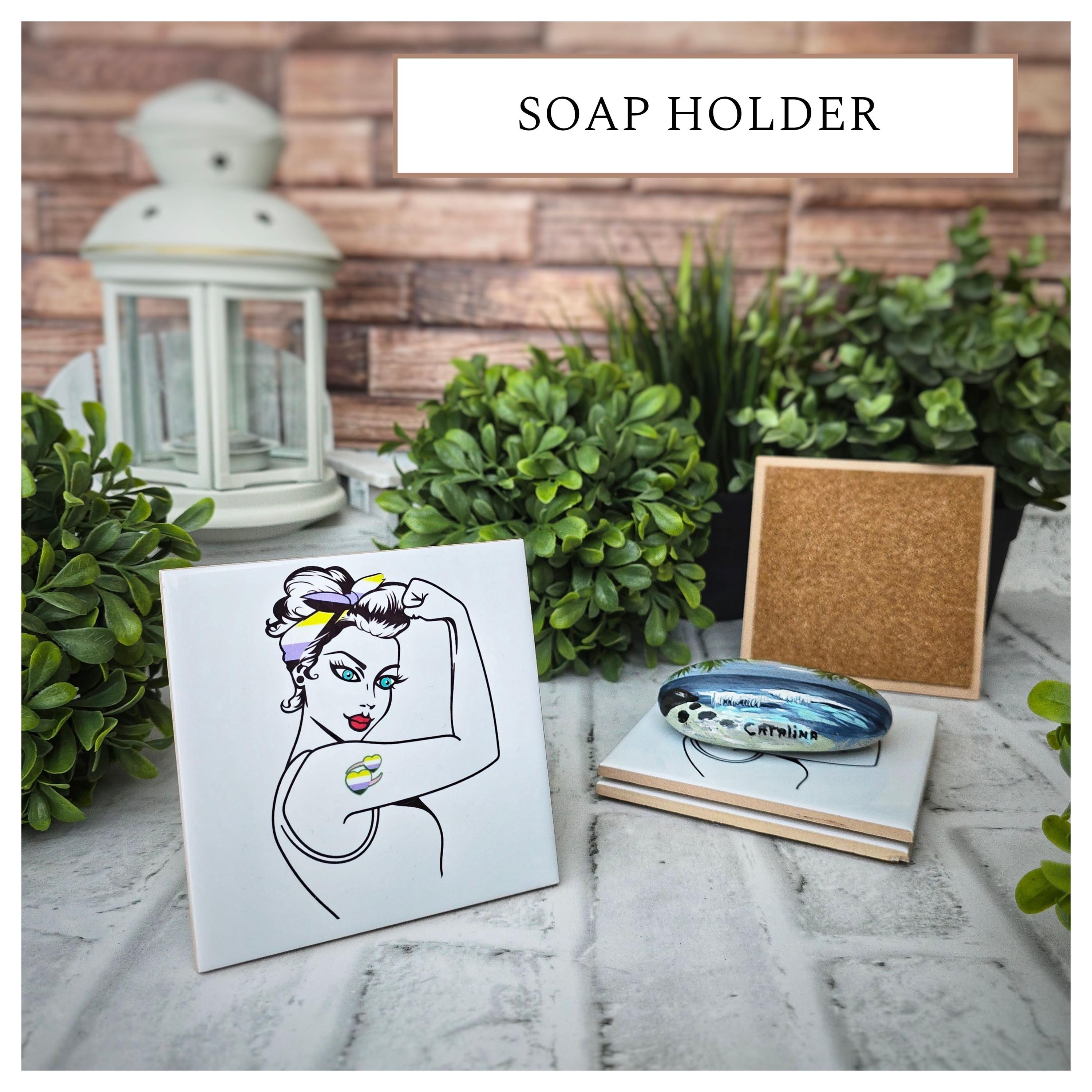 Non-Binary Rosie the Riveter Ceramic Coasters - Set of 4, detail 7