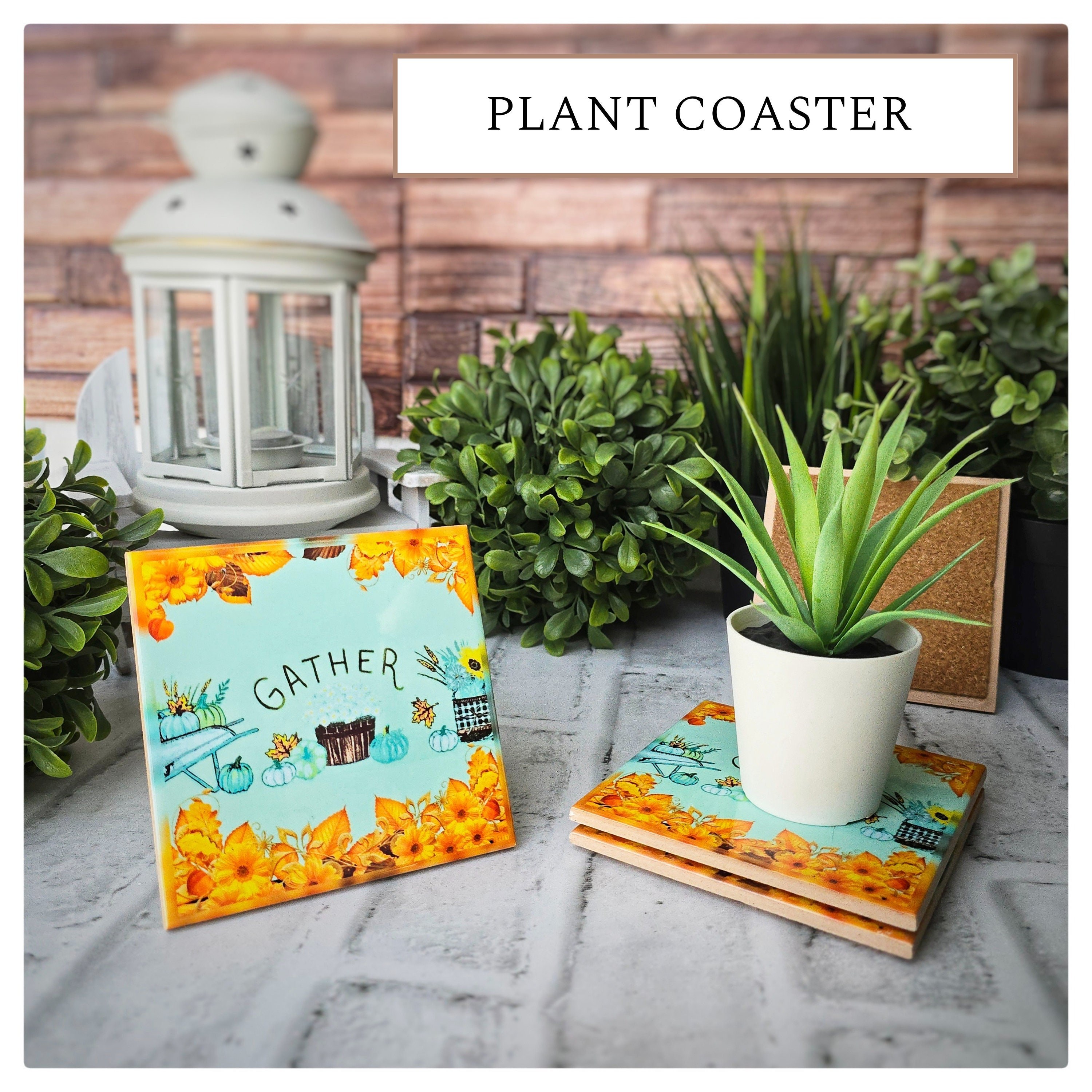Autumn Ceramic Coasters: Gather Theme, Fall Decor (Set of 4), detail 2