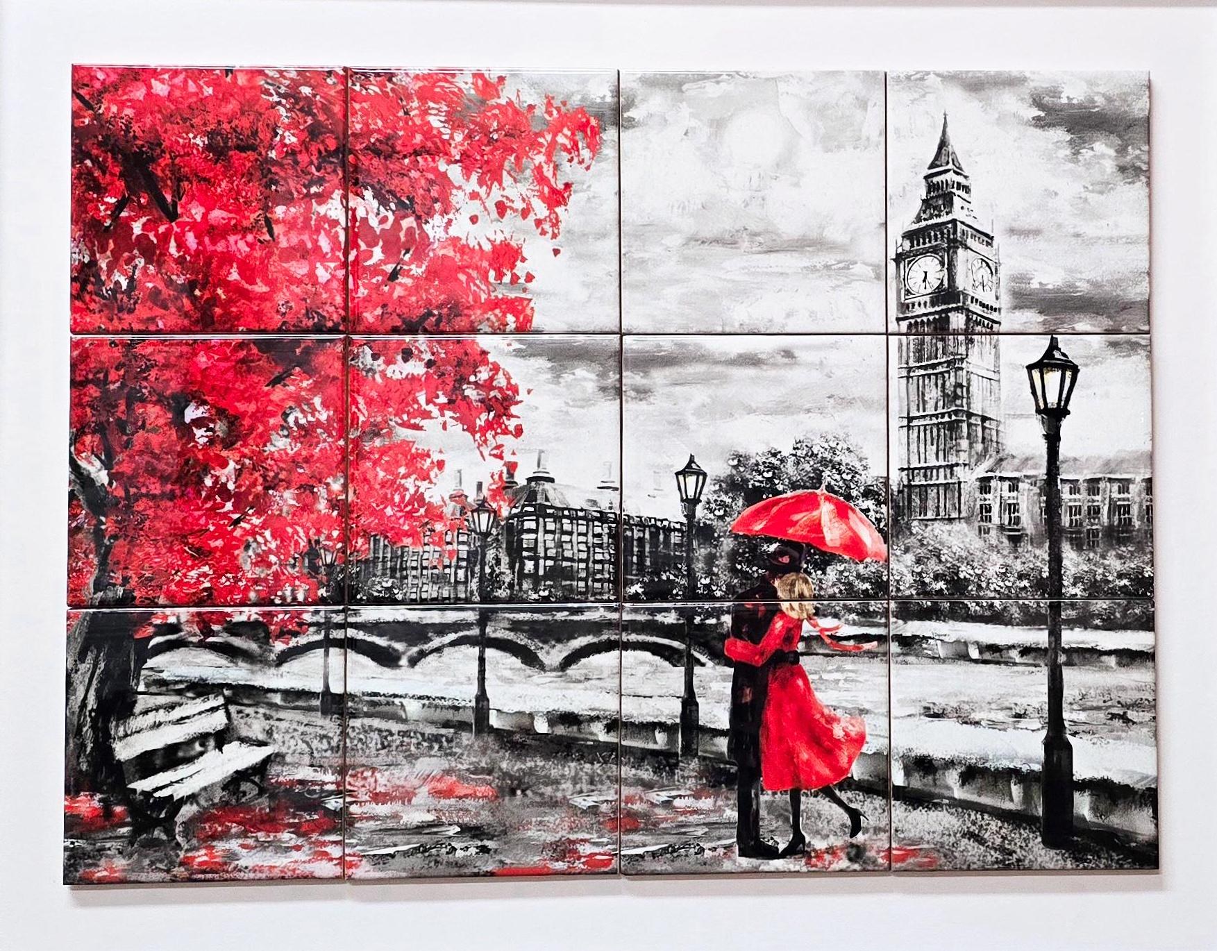 London Lovers Peel and Stick Ceramic Tile Set: Kitchen Backsplash