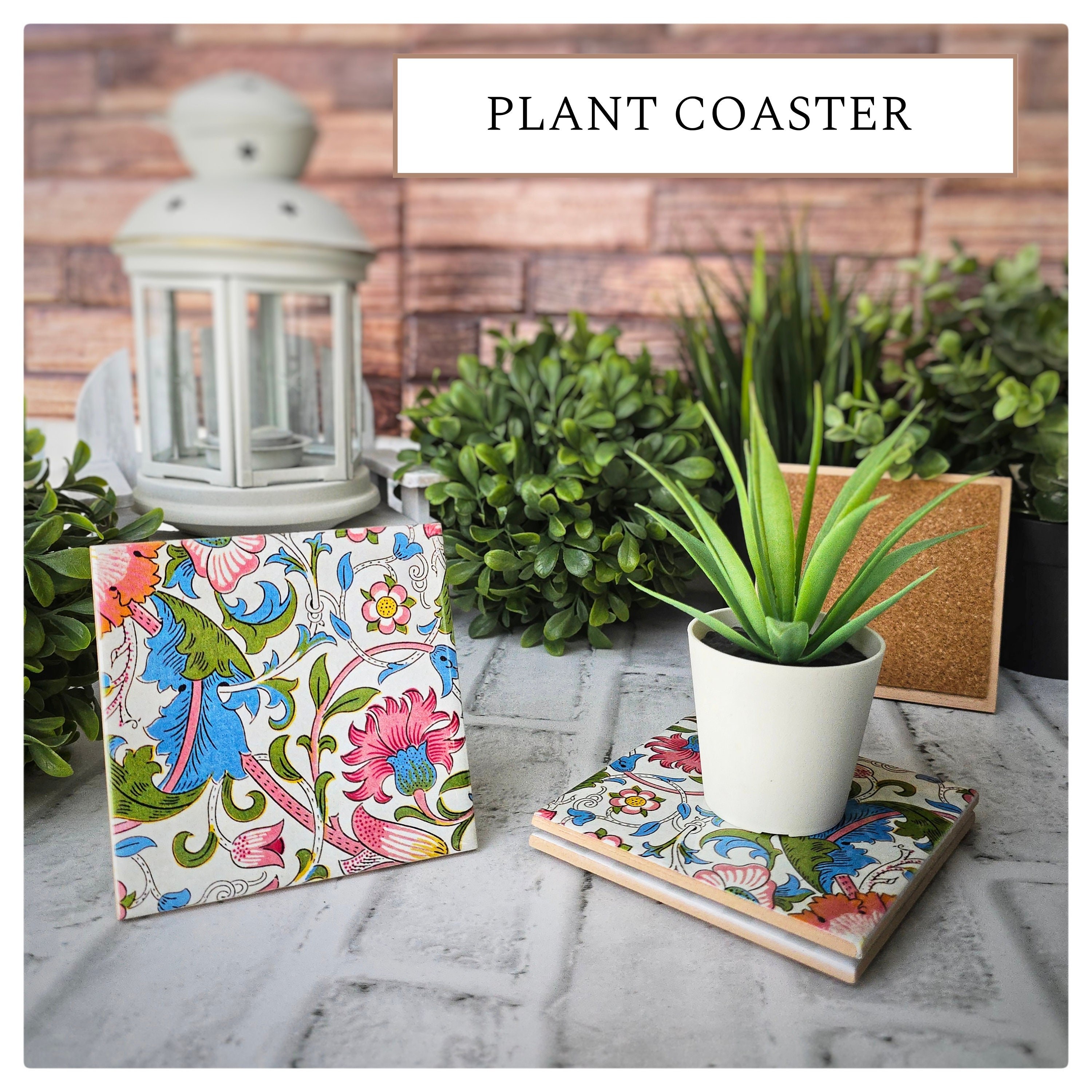 Floral Ceramic Coasters: Elegant Drink Coasters, Set of 4, detail 4