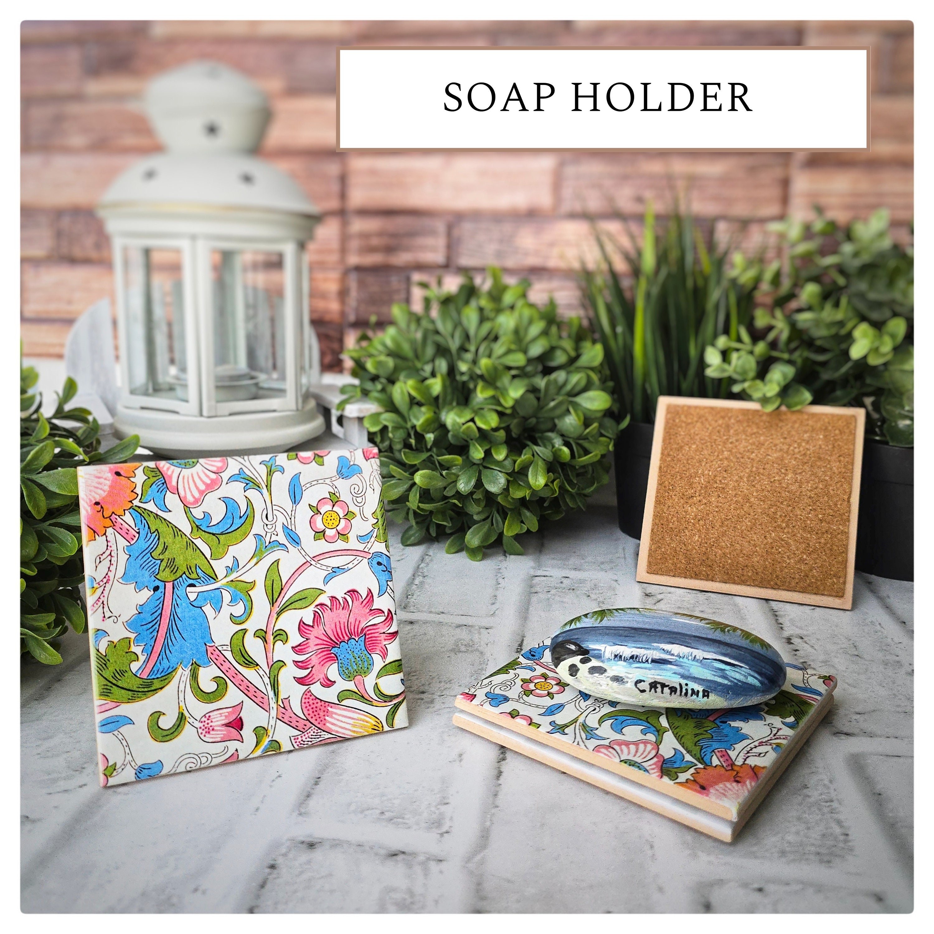 Floral Ceramic Coasters: Elegant Drink Coasters, Set of 4, detail 6