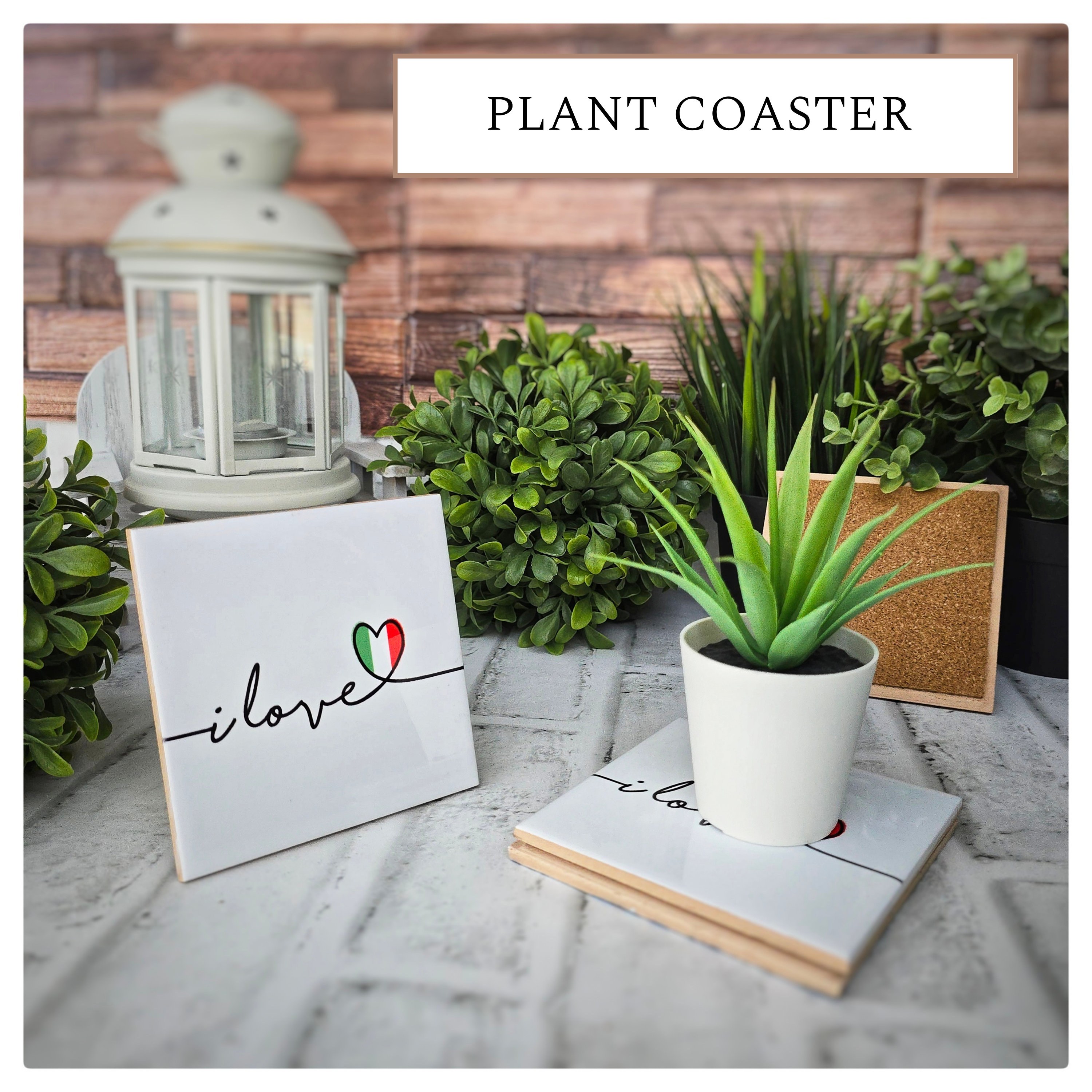 Ceramic Italy Coasters: "I Love Italy" Design, Cork Backed (Set of 4), detail 4