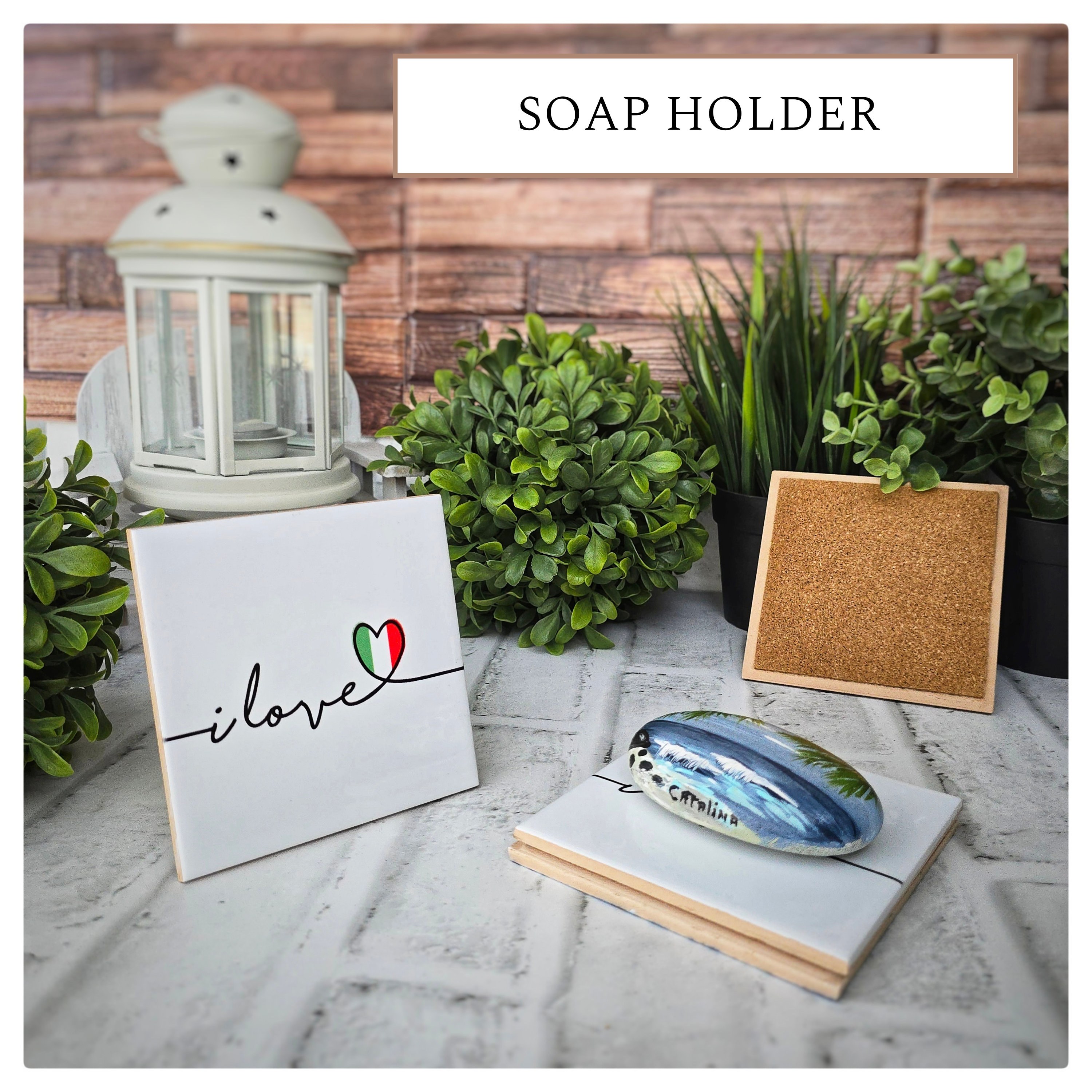 Ceramic Italy Coasters: "I Love Italy" Design, Cork Backed (Set of 4), detail 6