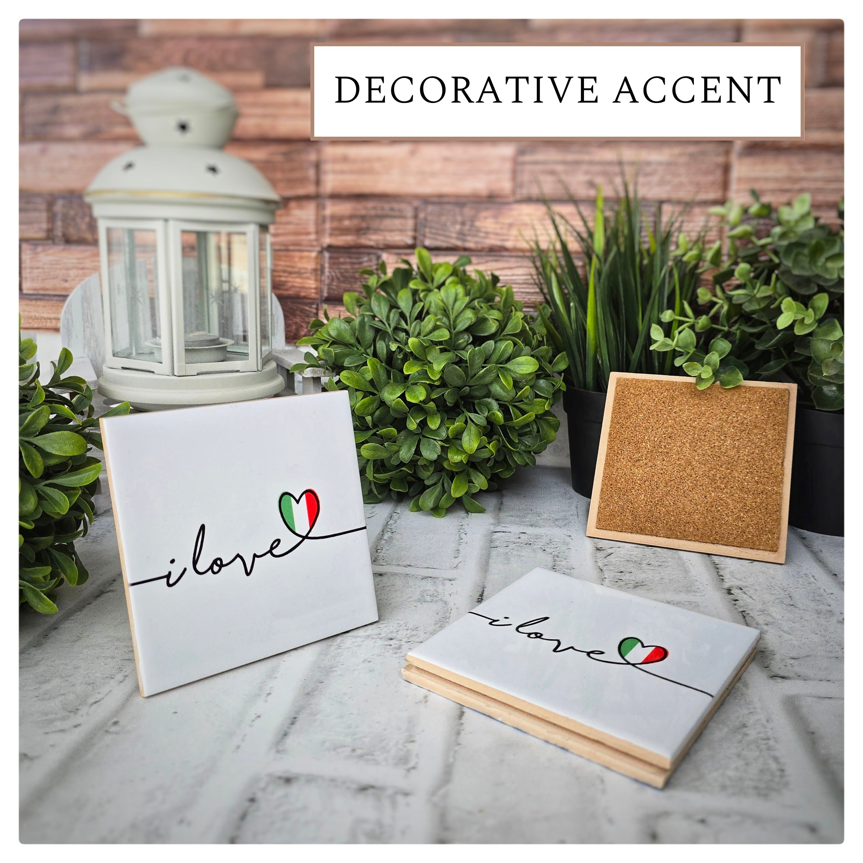Ceramic Italy Coasters: "I Love Italy" Design, Cork Backed (Set of 4), detail 7