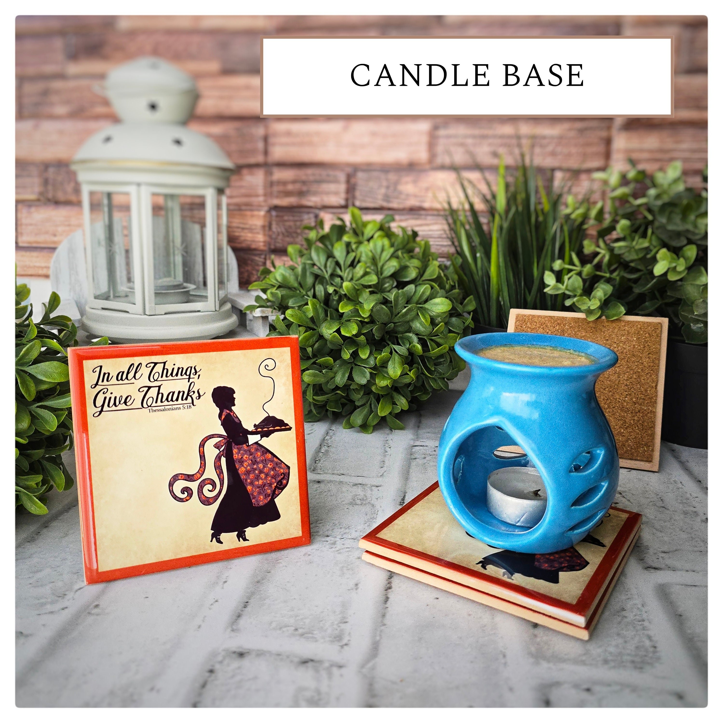 Ceramic Thanksgiving Coasters: Give Thanks Silhouette Design, detail 6