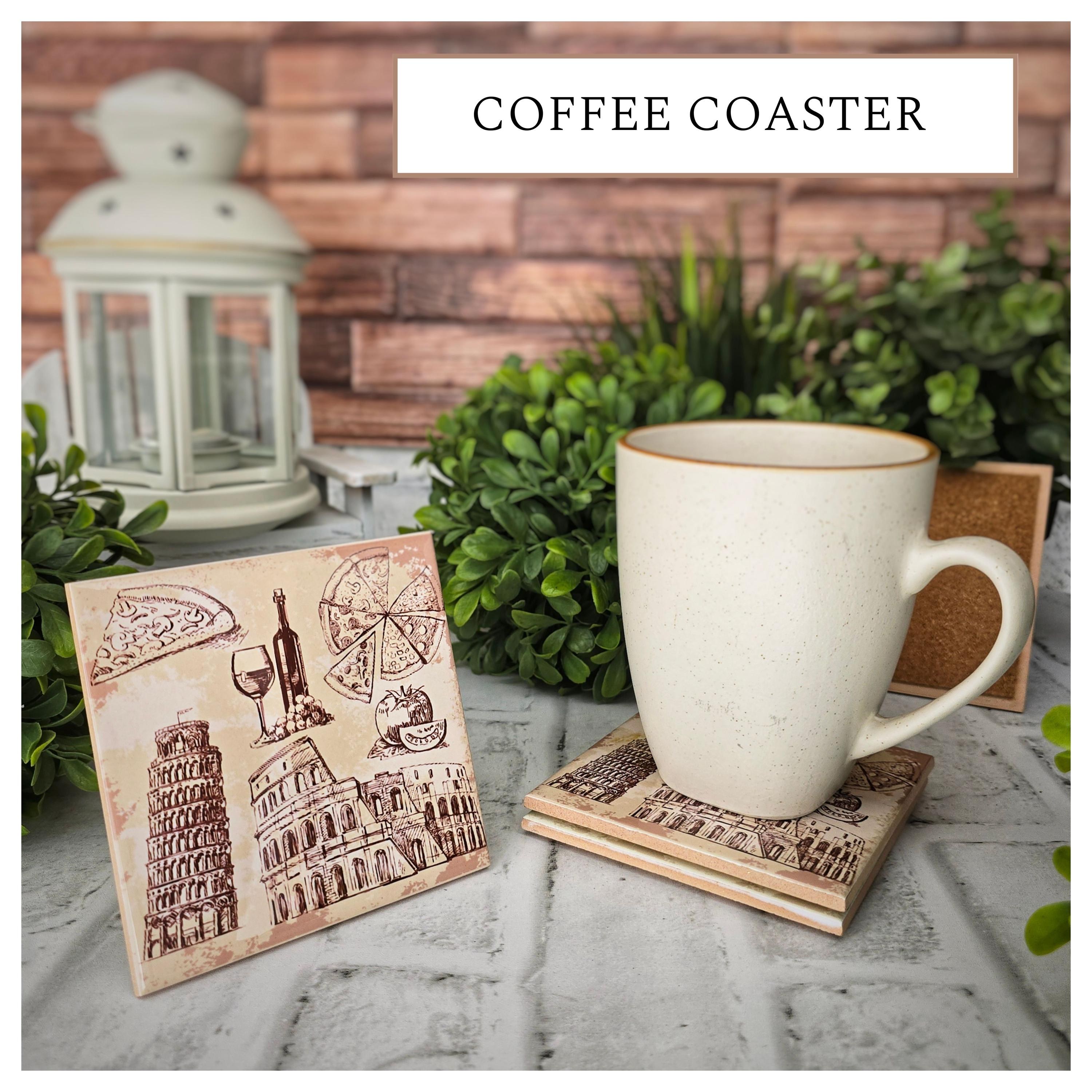 Italian Landmark Ceramic Coasters: Mediterranean Kitchen Decor (Set of 4), detail 3