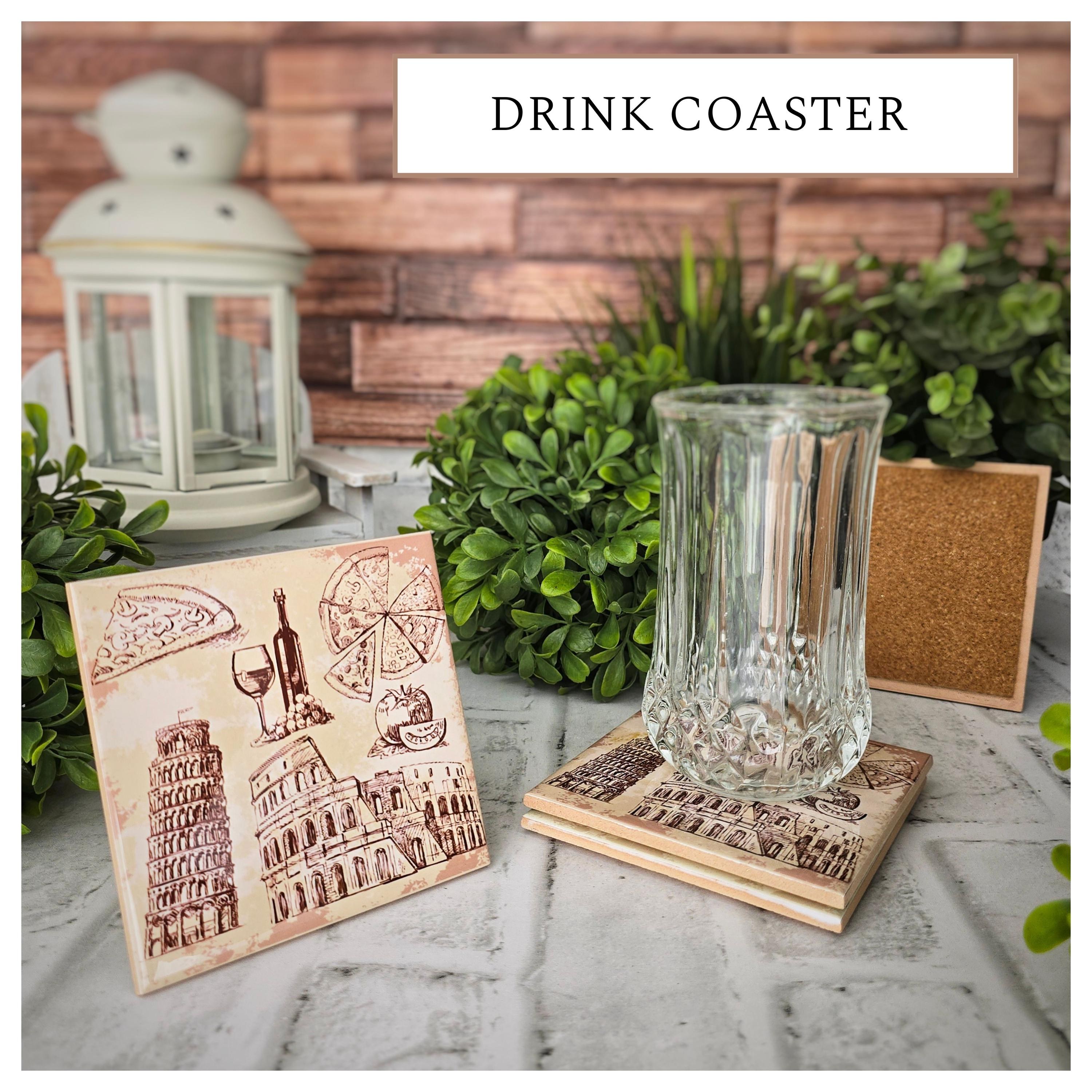 Italian Landmark Ceramic Coasters: Mediterranean Kitchen Decor (Set of 4), detail 6