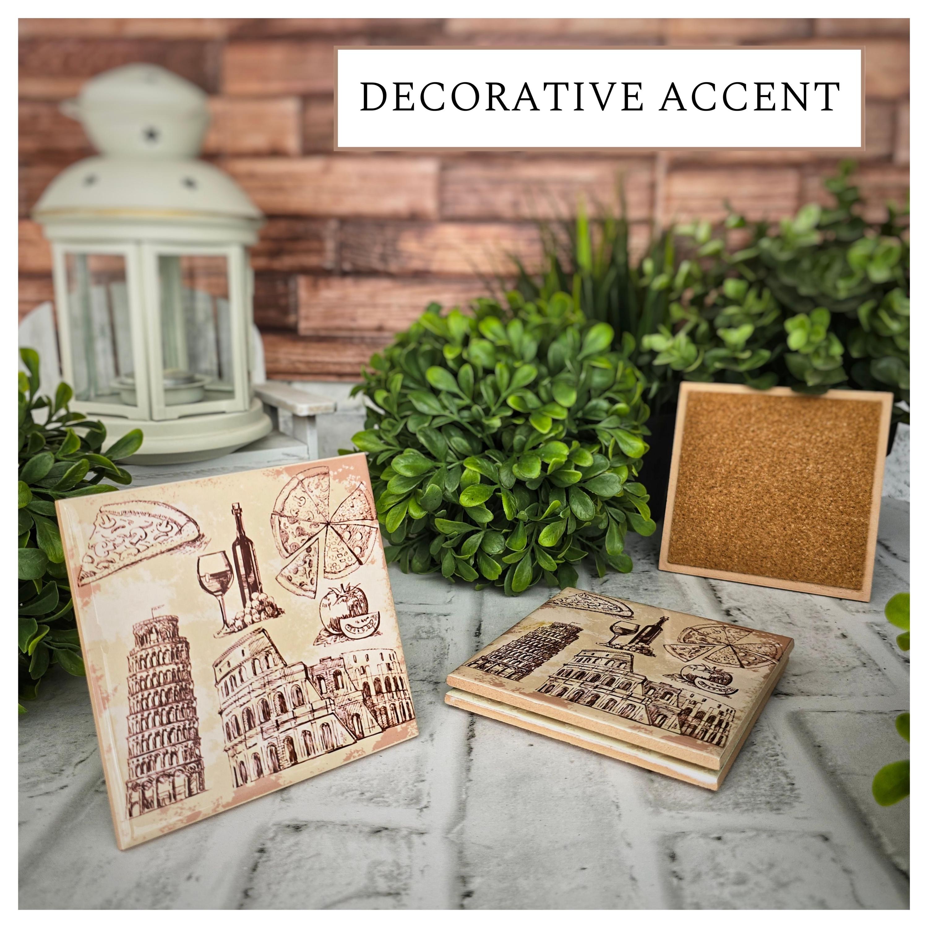 Italian Landmark Ceramic Coasters: Mediterranean Kitchen Decor (Set of 4), detail 8