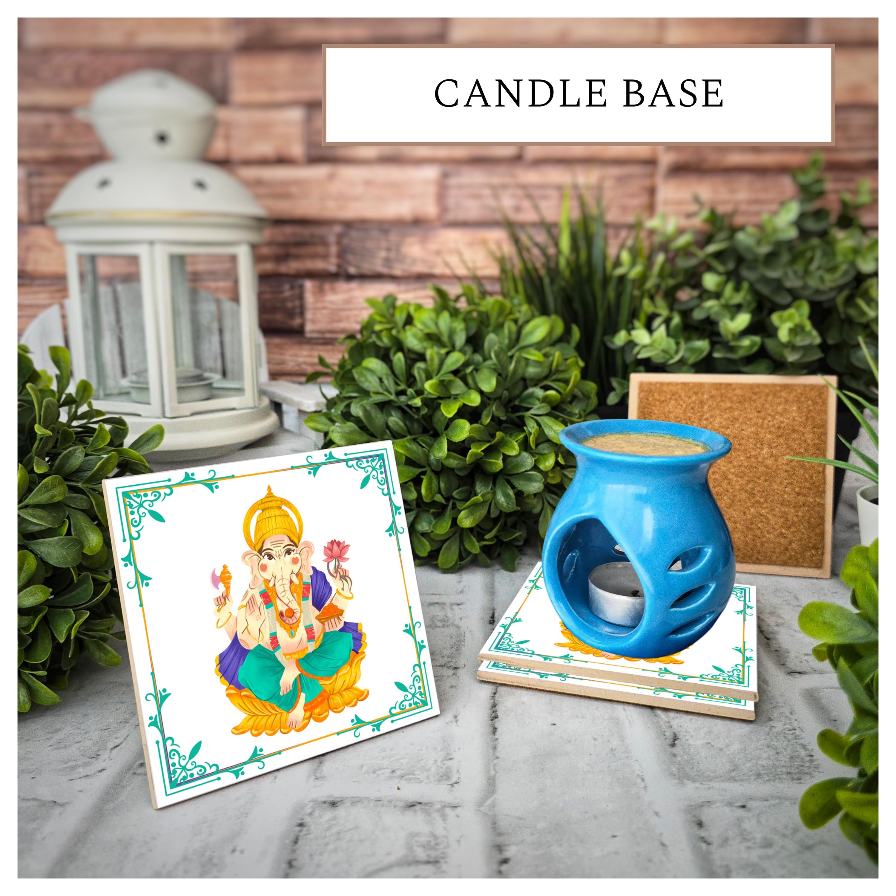 Indian Ganesha Ceramic Coasters - Set of 4, Cork Back, detail 4