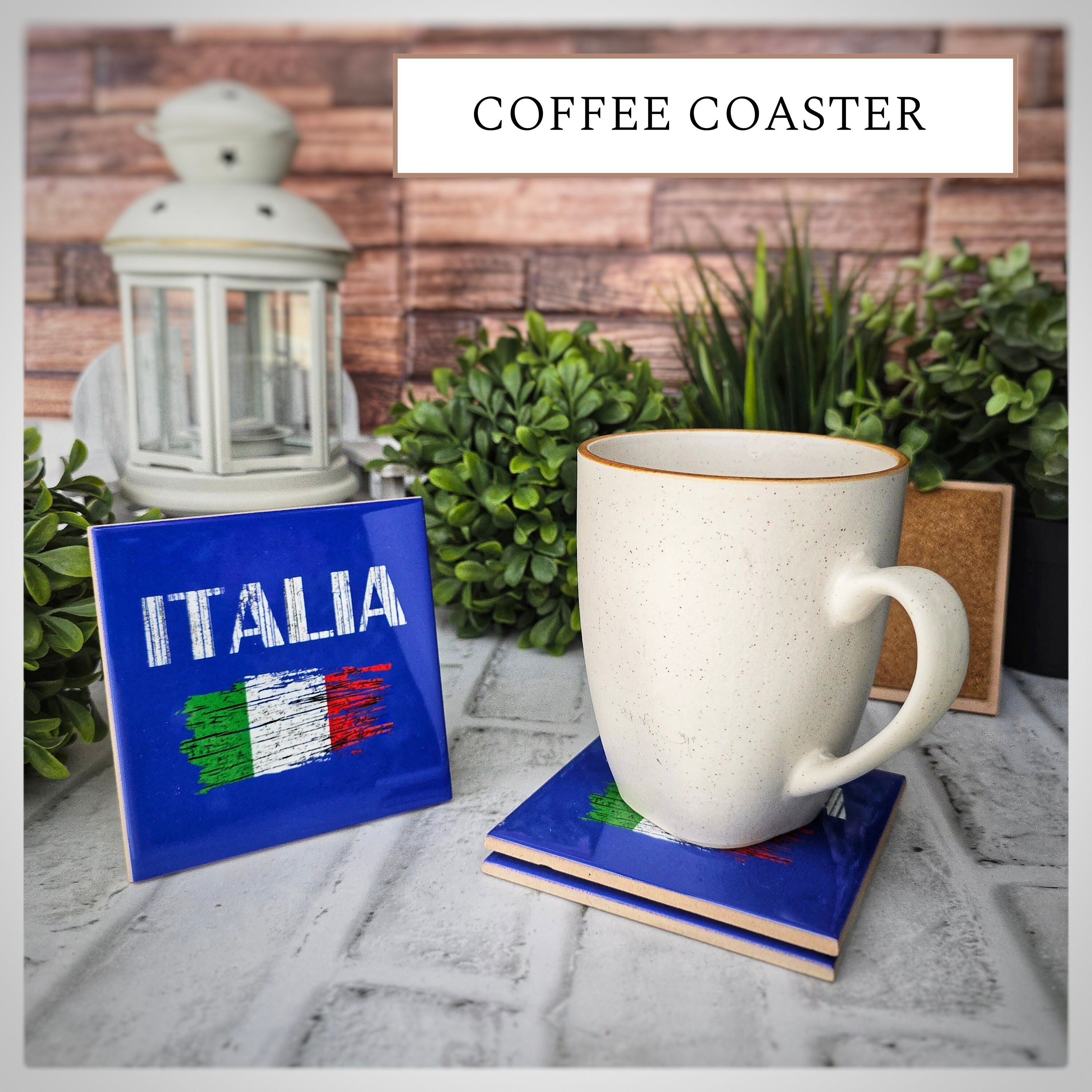 Italian Flag Ceramic Coasters: Italia Rustic Design, Set of 4, detail 2