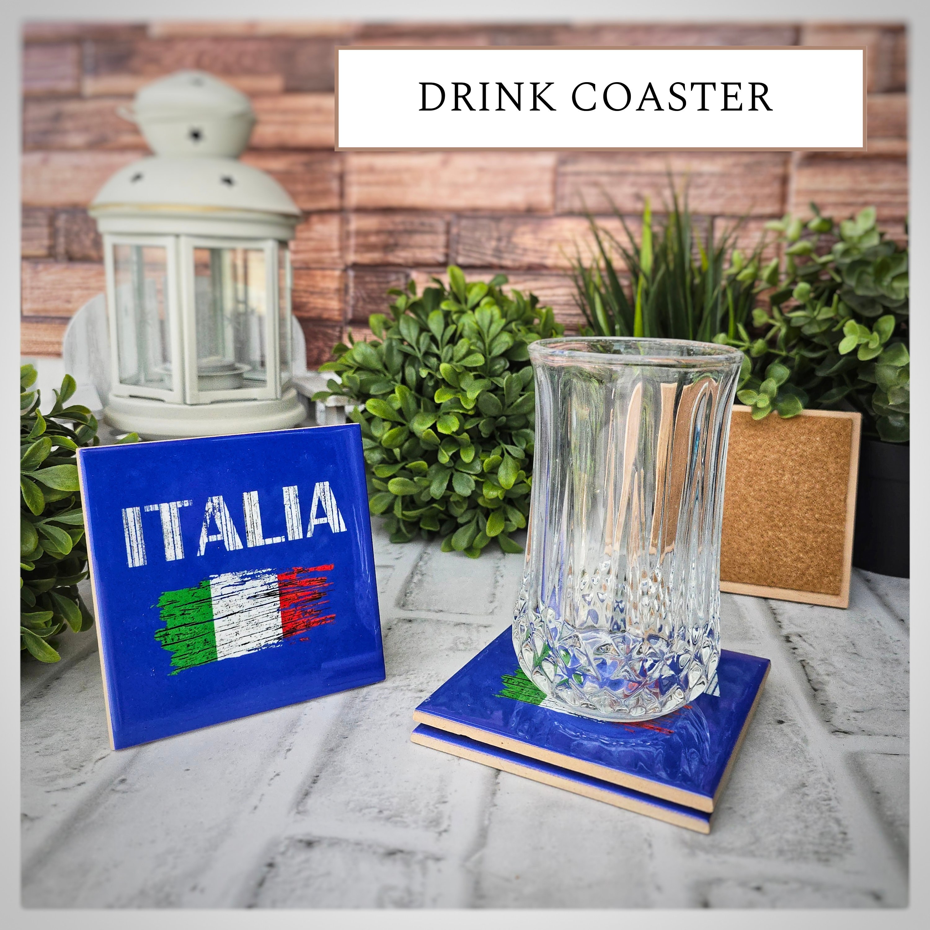Italian Flag Ceramic Coasters: Italia Rustic Design, Set of 4, detail 3
