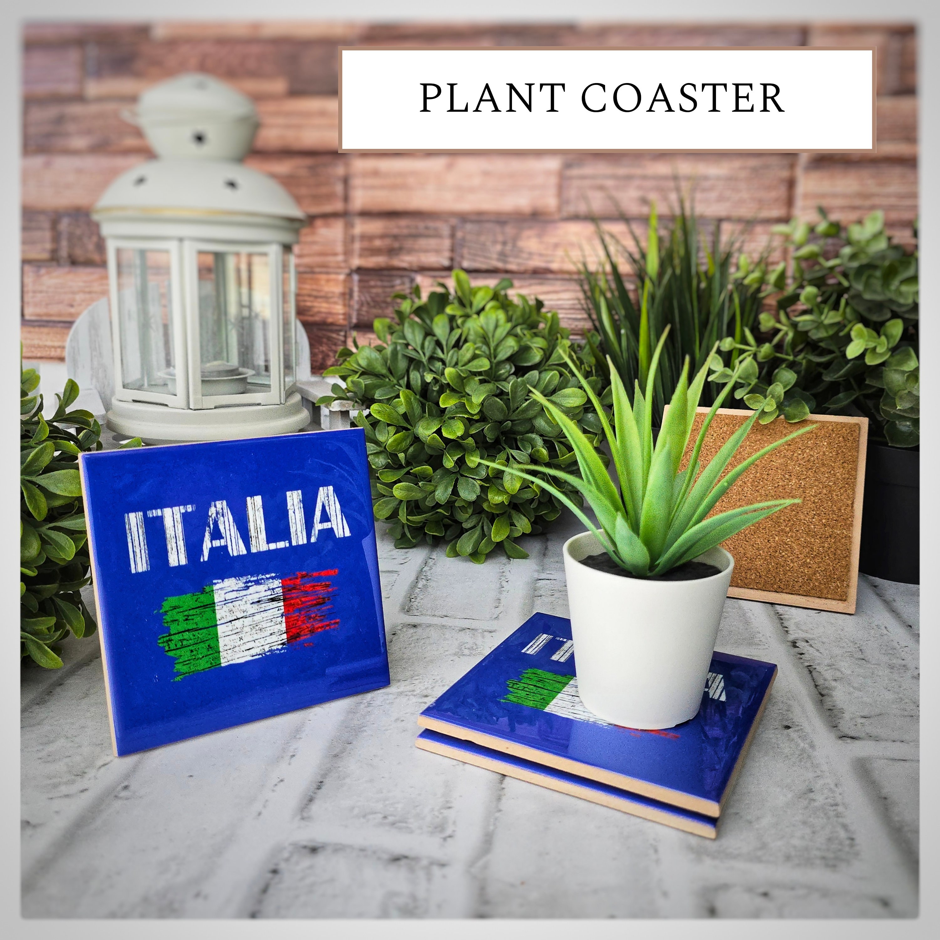Italian Flag Ceramic Coasters: Italia Rustic Design, Set of 4, detail 5