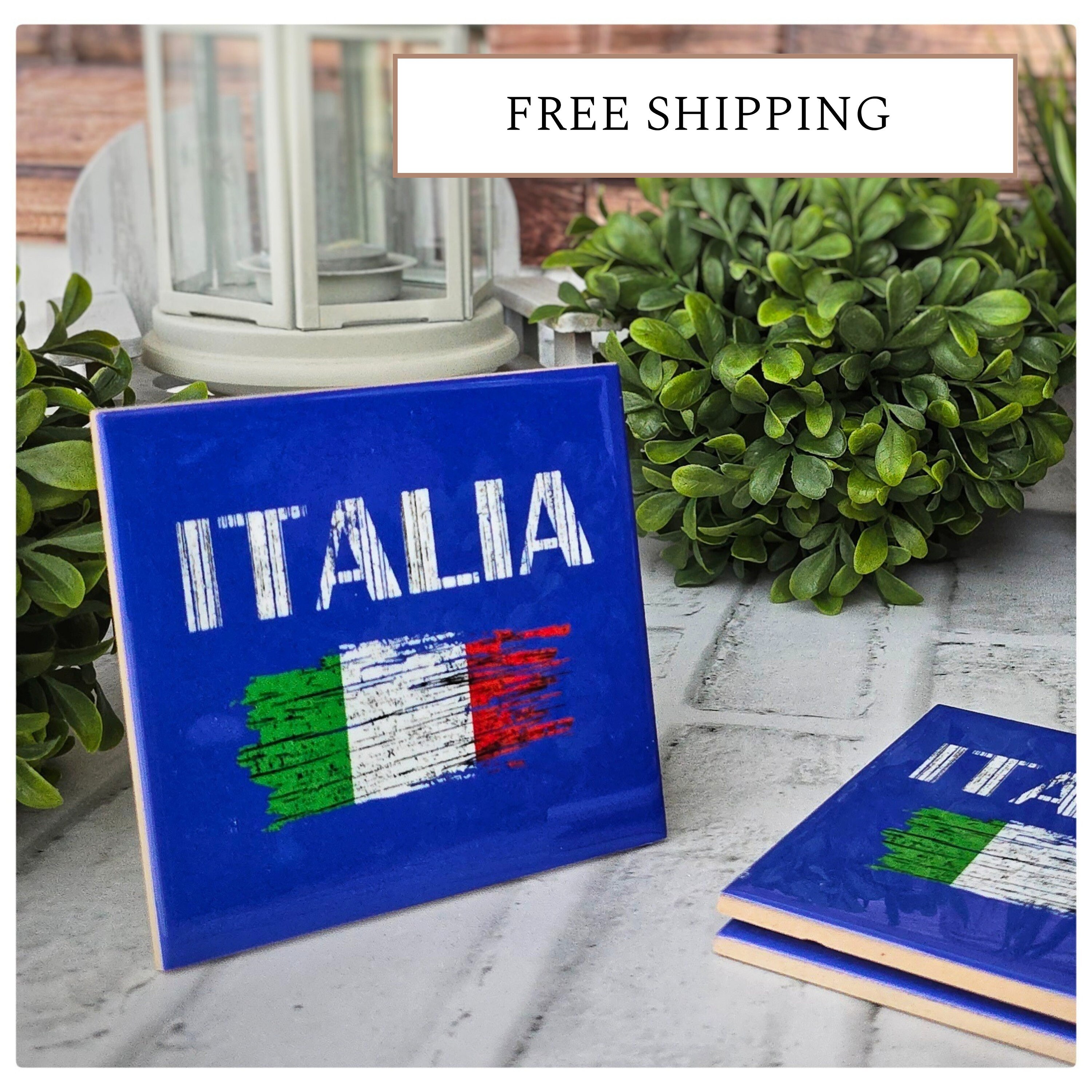 Italian Flag Ceramic Coasters: Italia Rustic Design, Set of 4, detail 8