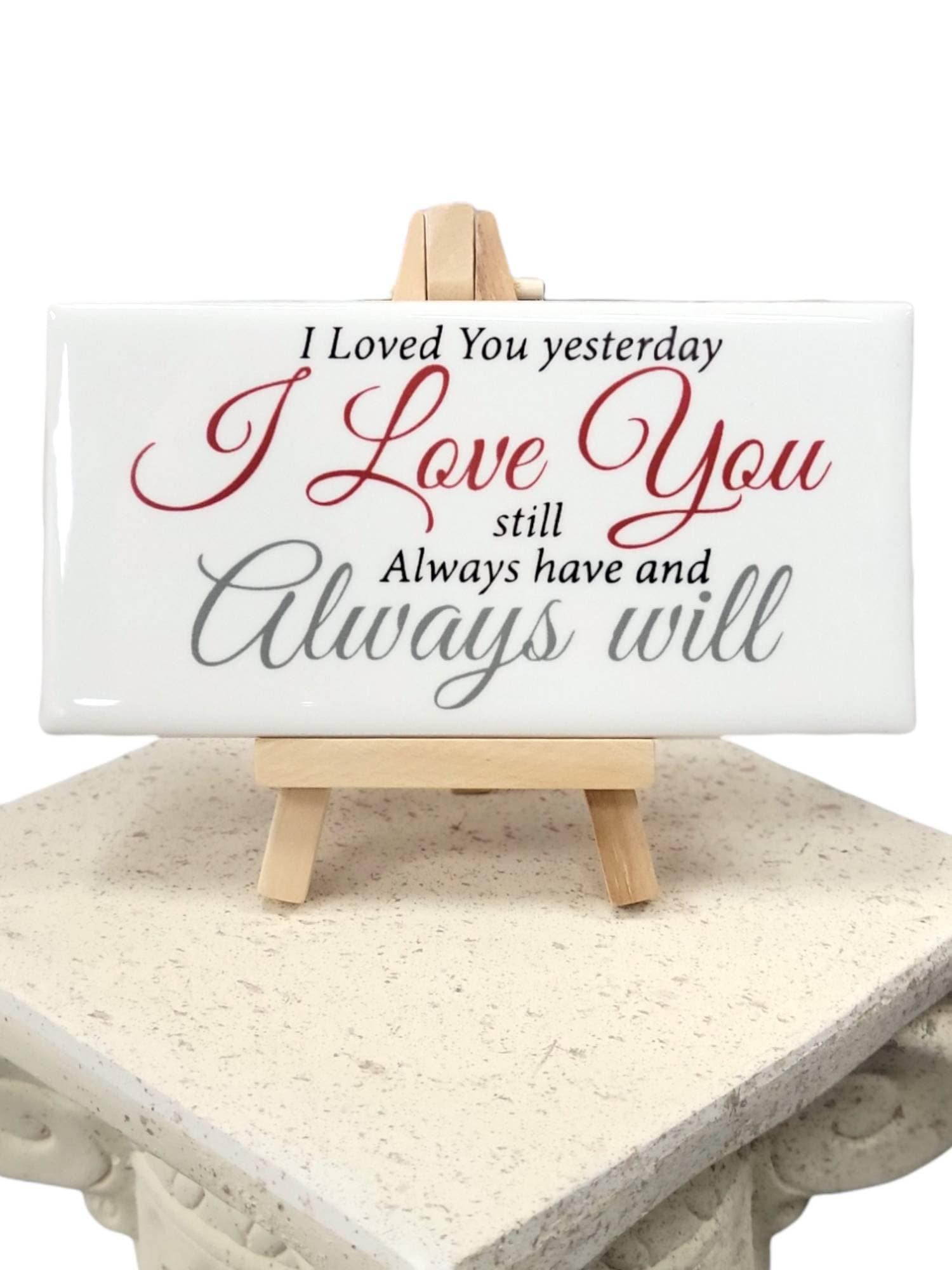 Ceramic Tile Sign with Easel: Love Quote Decor (3x6"), additional view