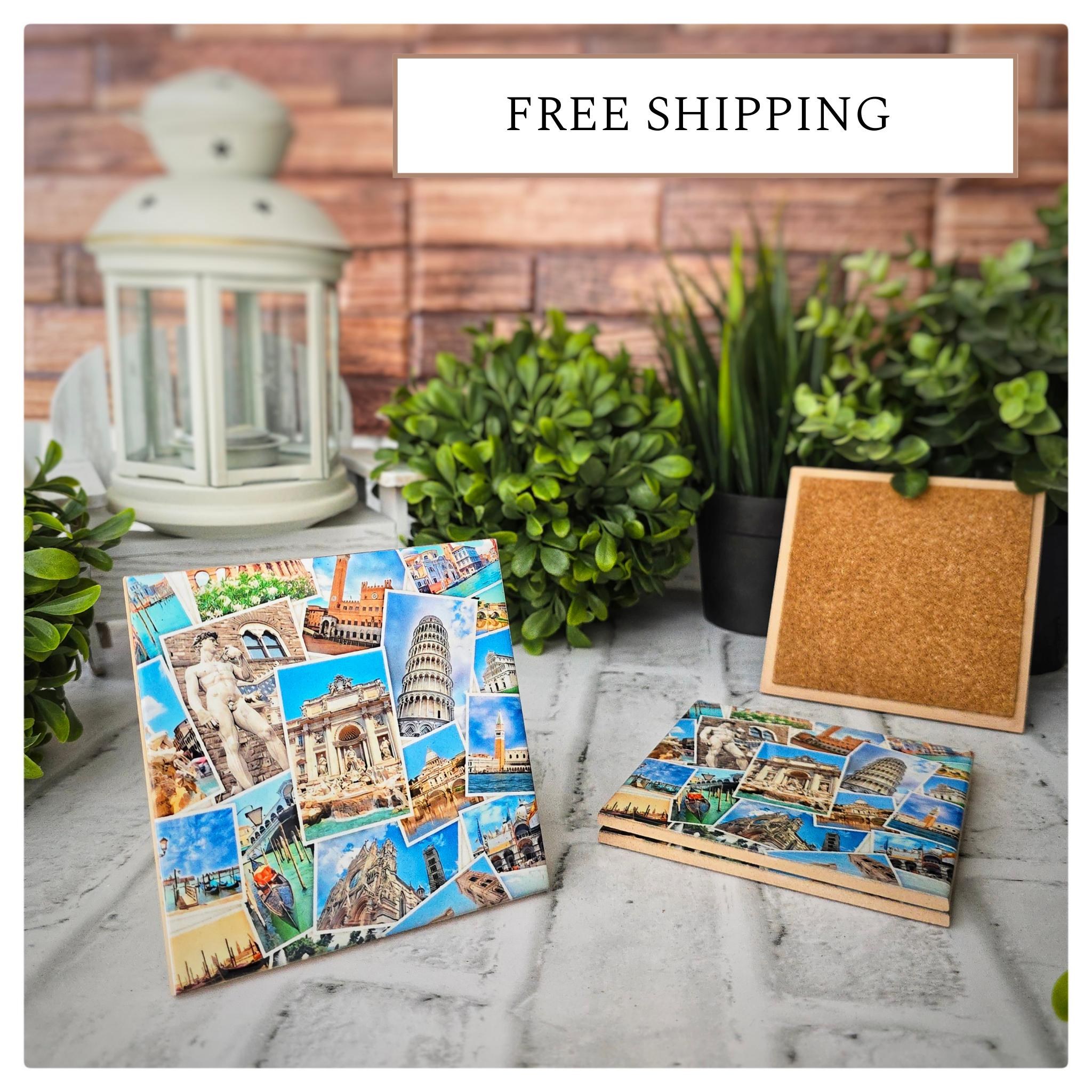 Italian landmark ceramic coasters by Cosette Tile Art Boutique
