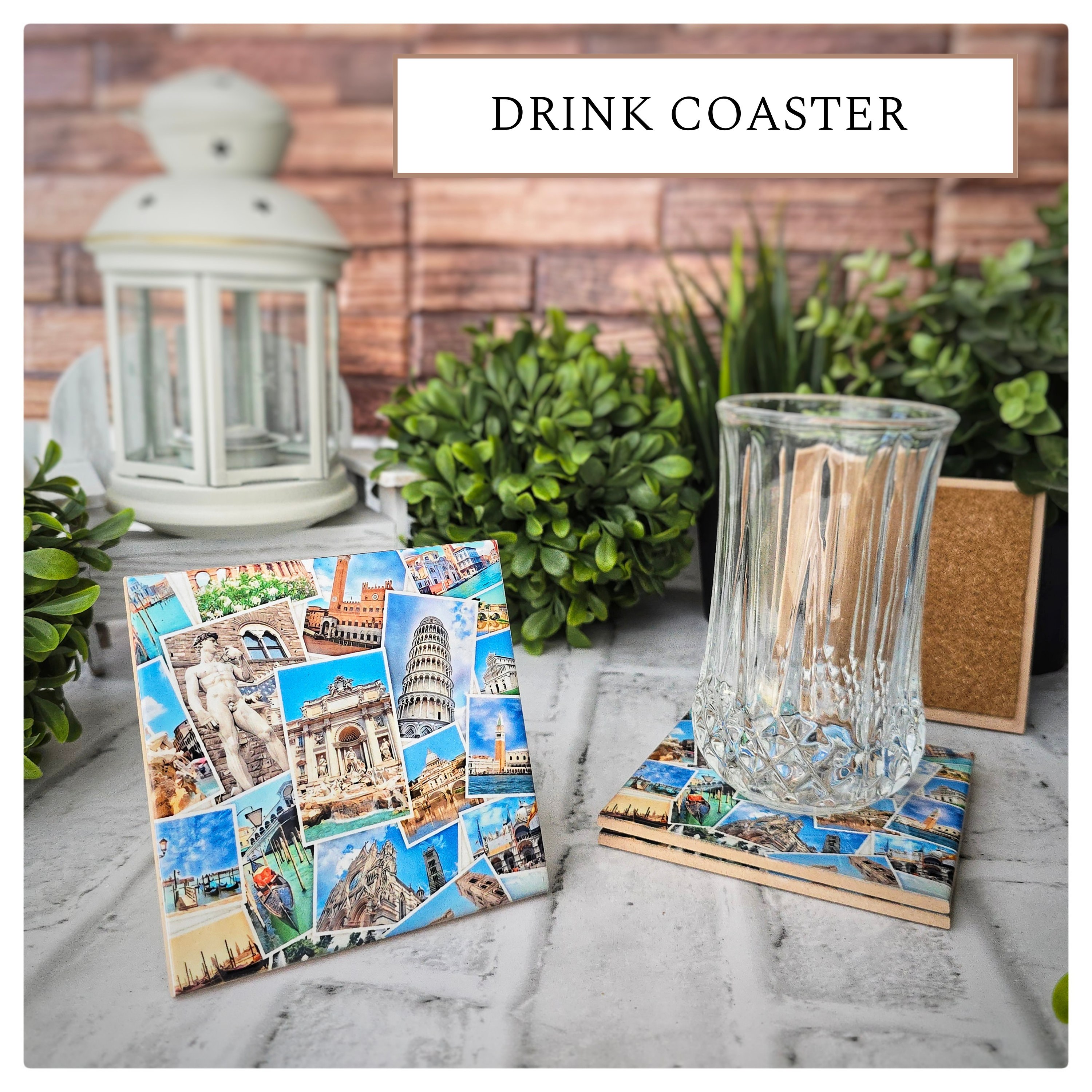 Italian Landmarks Ceramic Coasters: Pisa, Colosseum, Venice (Set of 4), detail 3