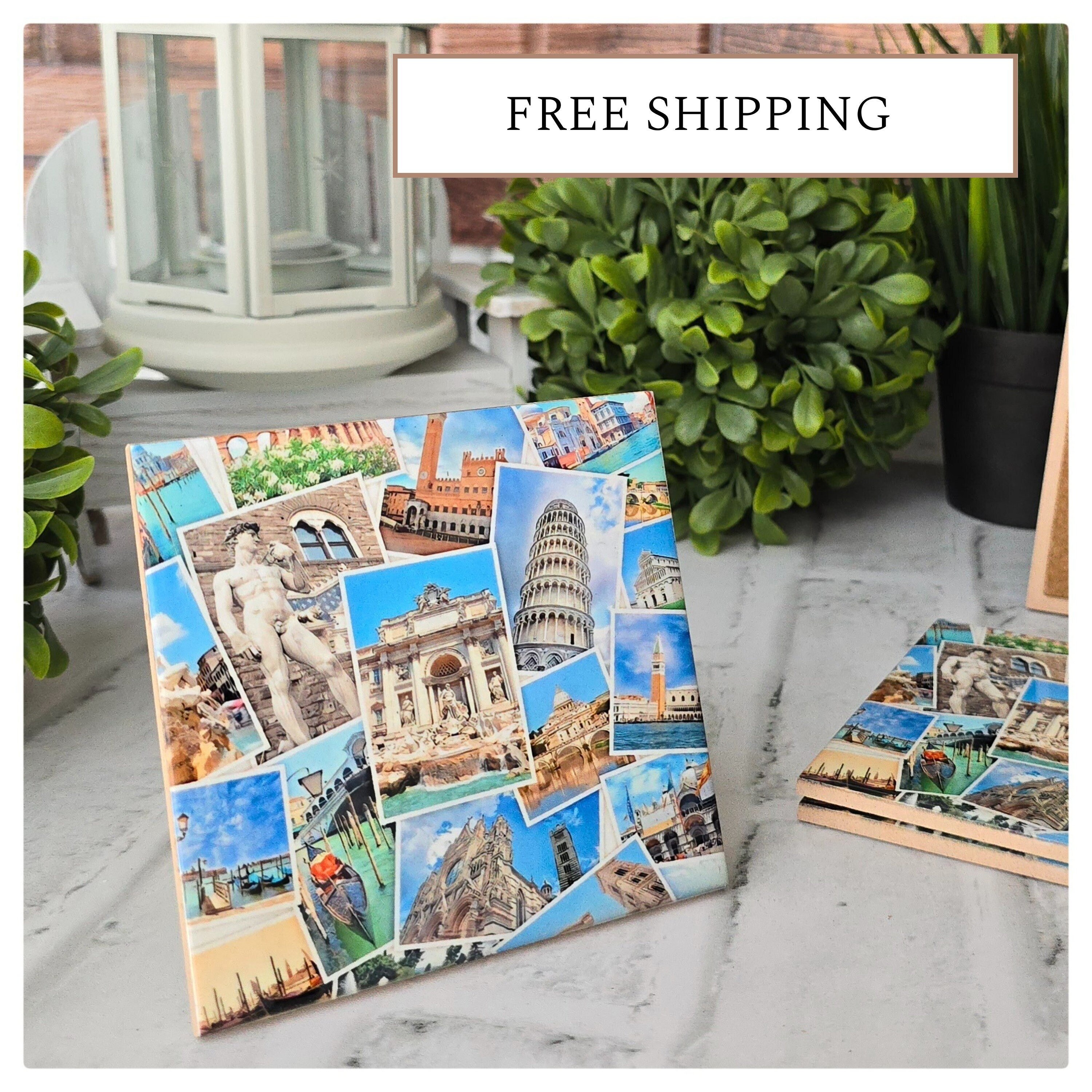 Italian Landmarks Ceramic Coasters: Pisa, Colosseum, Venice (Set of 4), detail 8