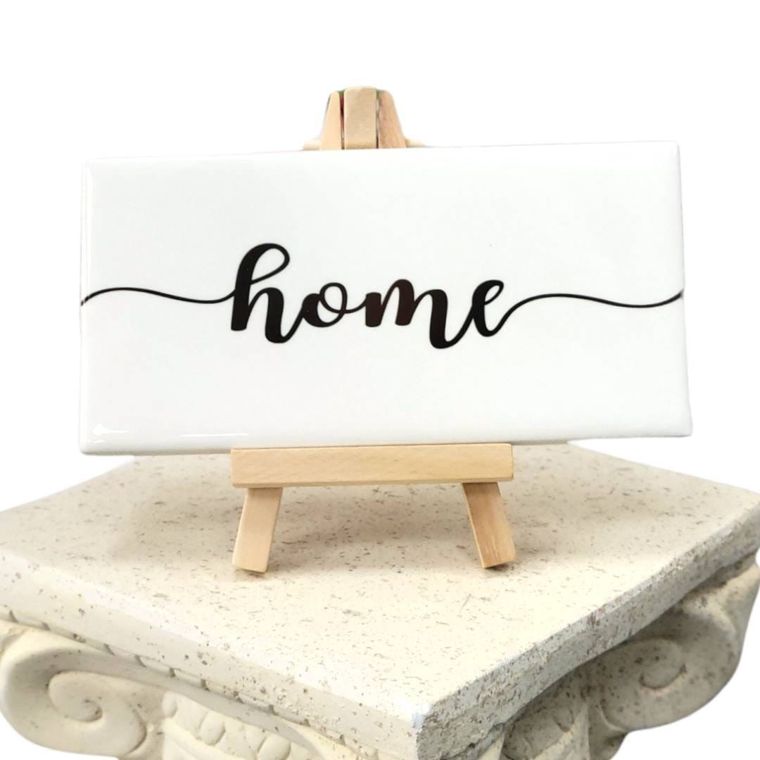 Home Ceramic Sign: White & Black Decorative Tile (3x6"), detail 2