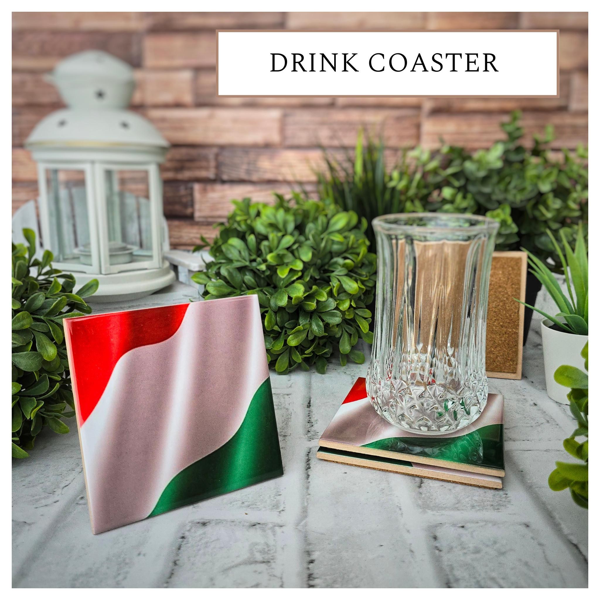 Italian Flag Ceramic Coasters: Set of 4, Cork Backed, detail 3