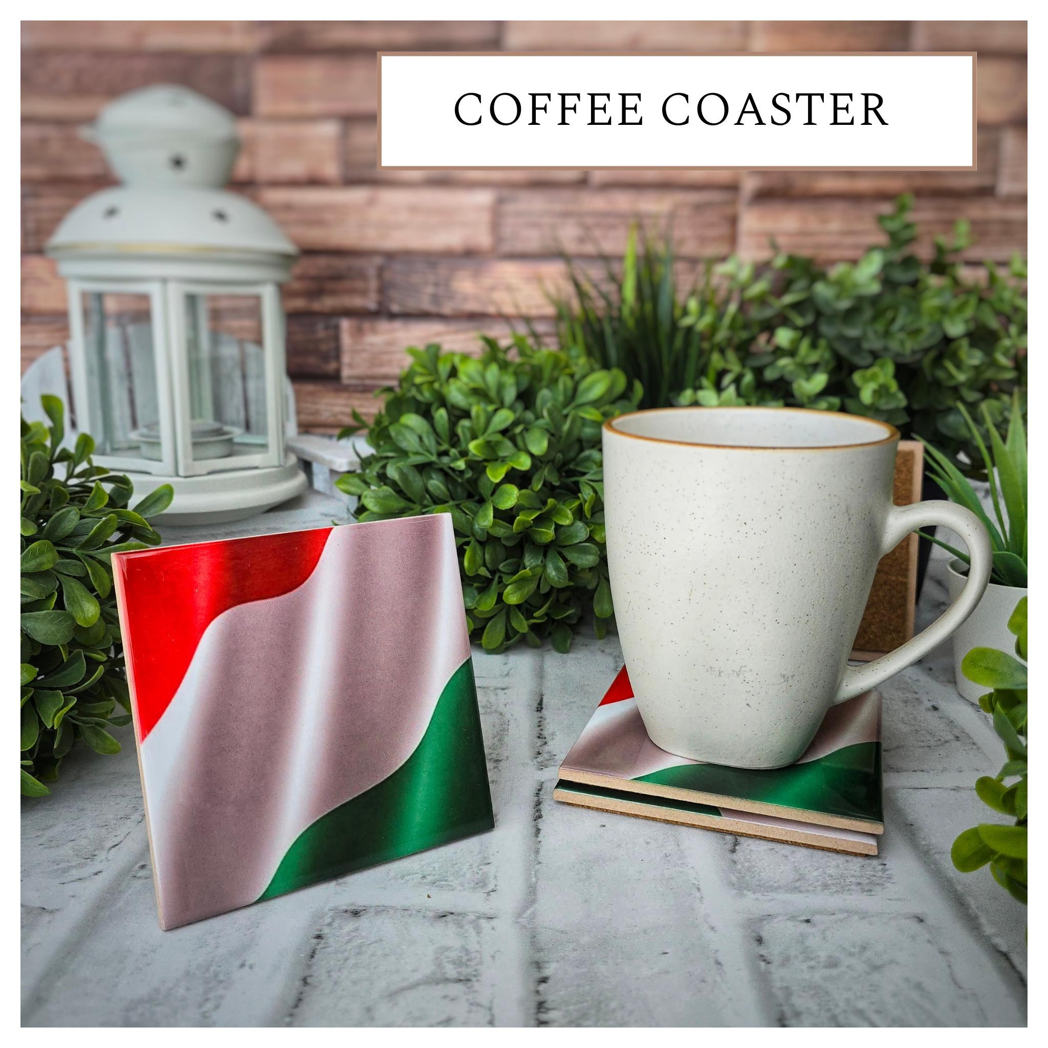 Italian Flag Ceramic Coasters: Set of 4, Cork Backed, detail 7