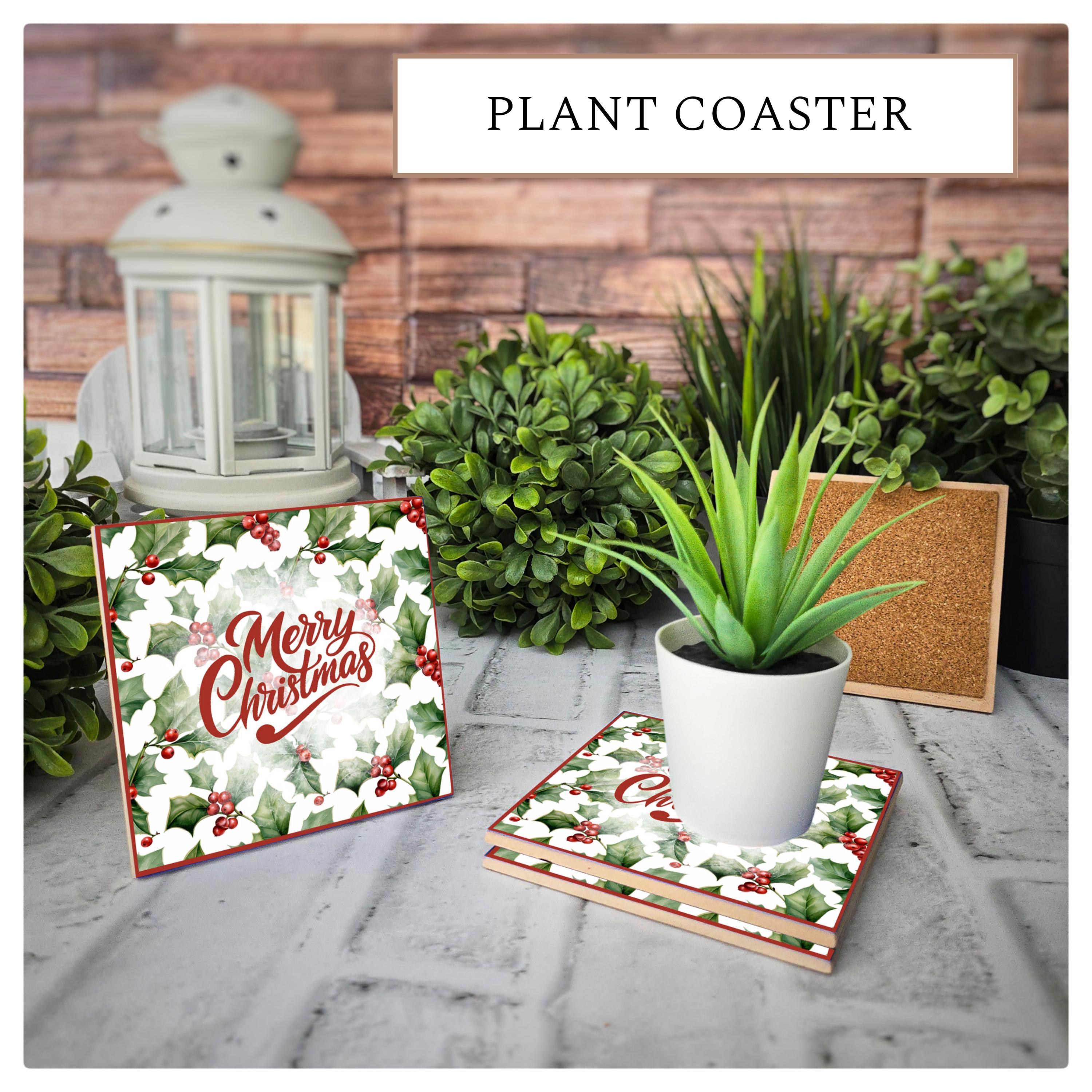 Christmas Holly Ceramic Coasters - Set of 4, detail 5