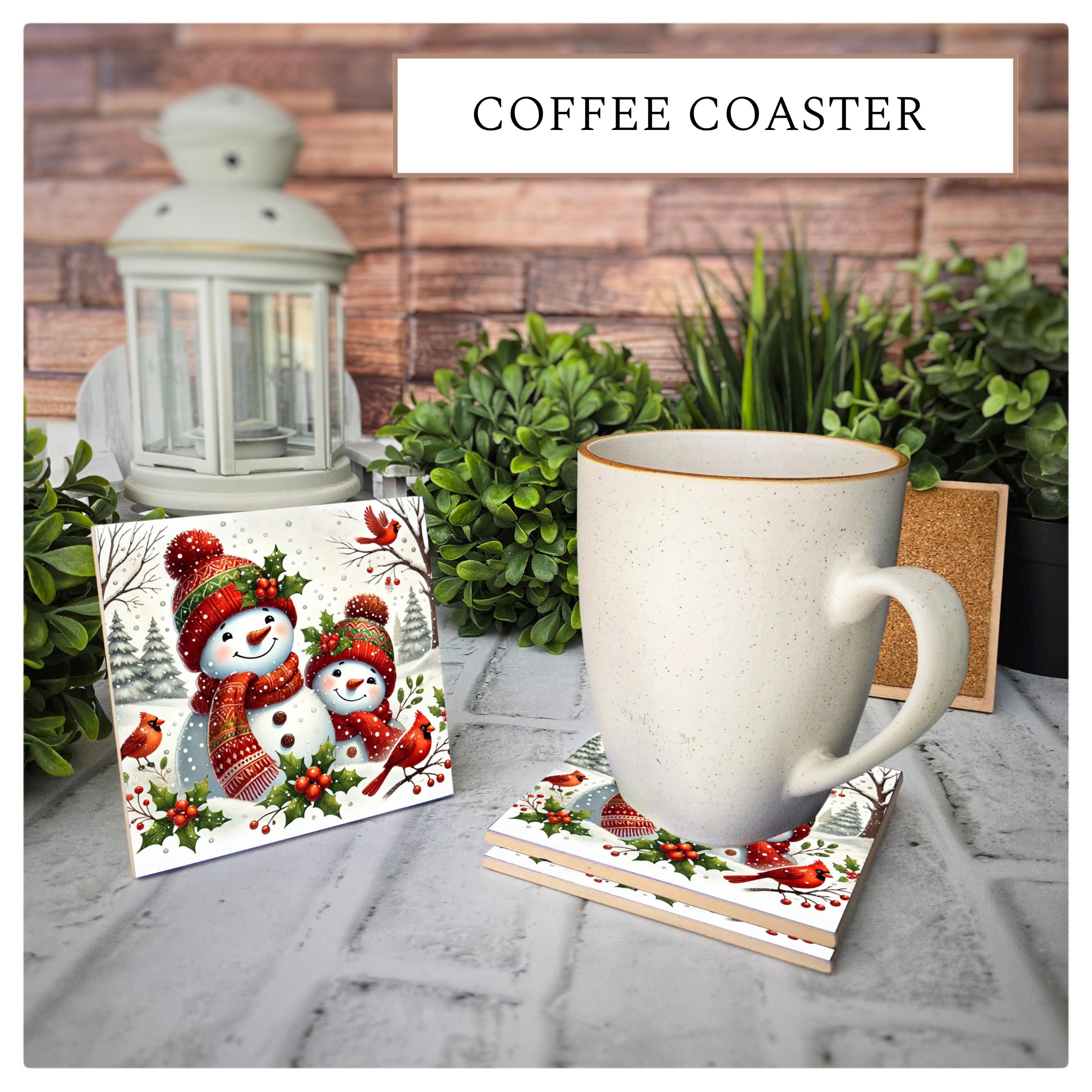 Snowman Family Ceramic Coasters - Festive Winter Decor, detail 4