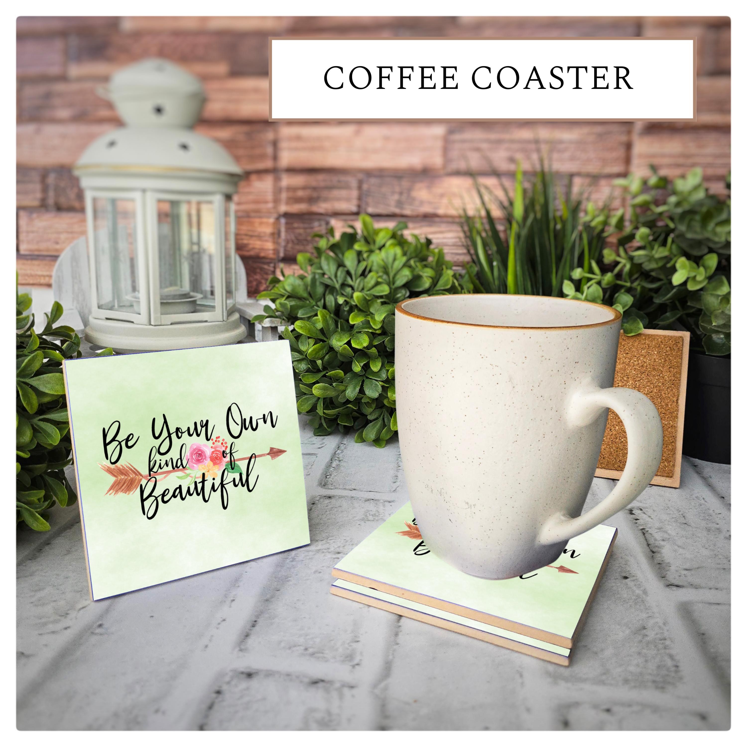 Ceramic Coasters Set of 4: Inspirational Floral Arrow Design, detail 3